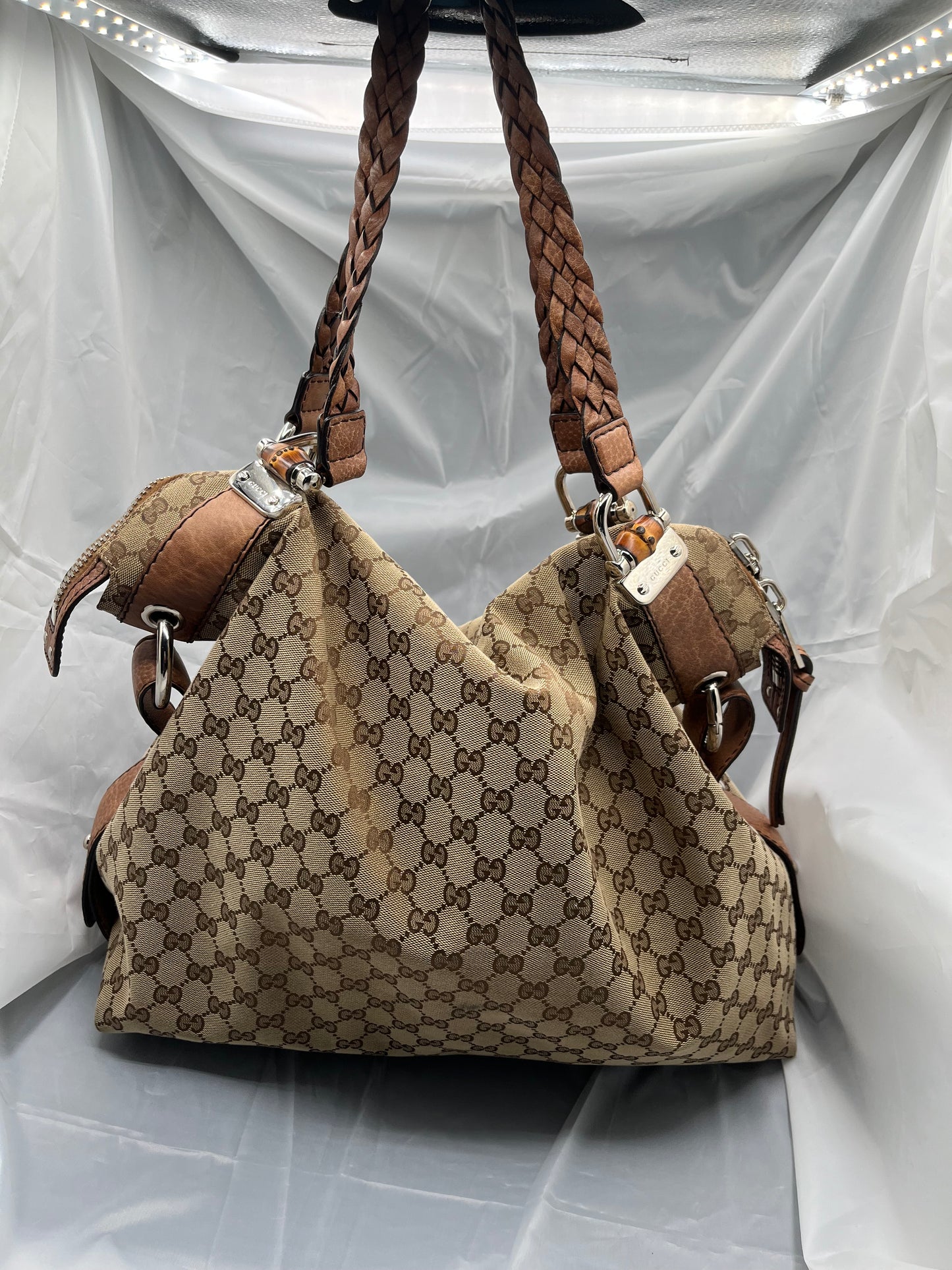 Gucci GG Horsebit Supreme Hobo Bag