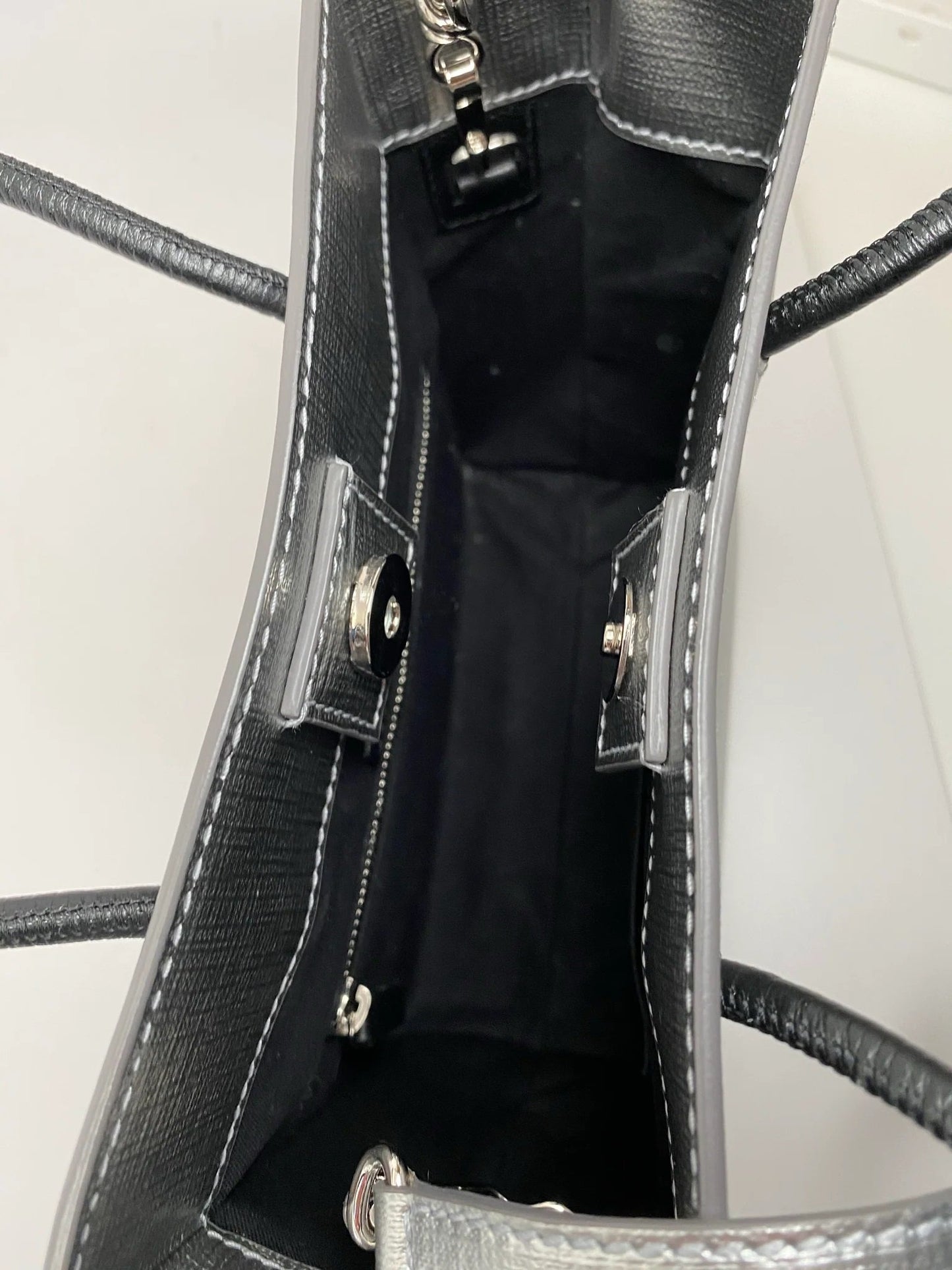 BALENCIAGA SHOPPING XXS NORTH SOUTH SILVER TOTE BAG