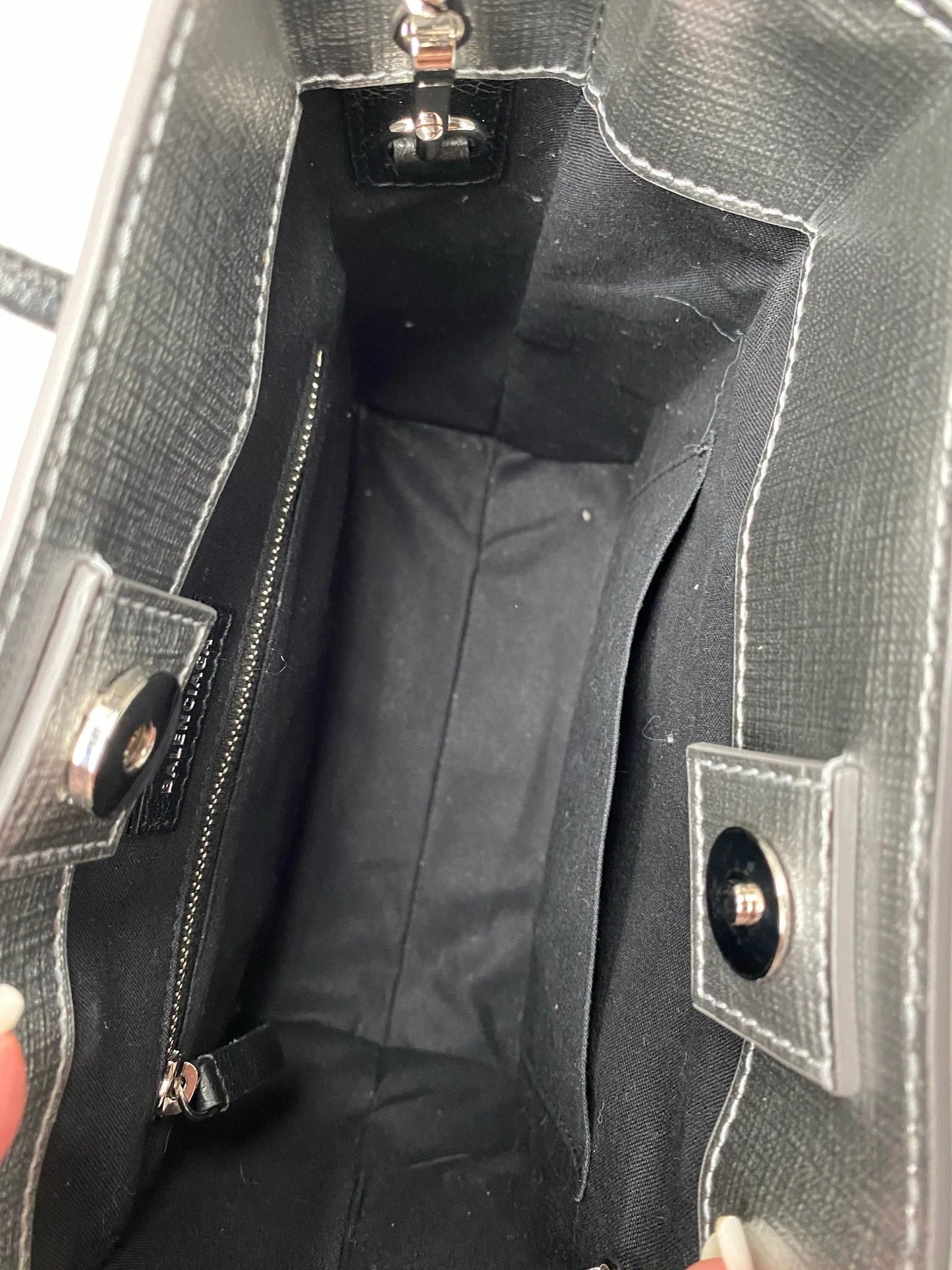 BALENCIAGA SHOPPING XXS NORTH SOUTH SILVER TOTE BAG