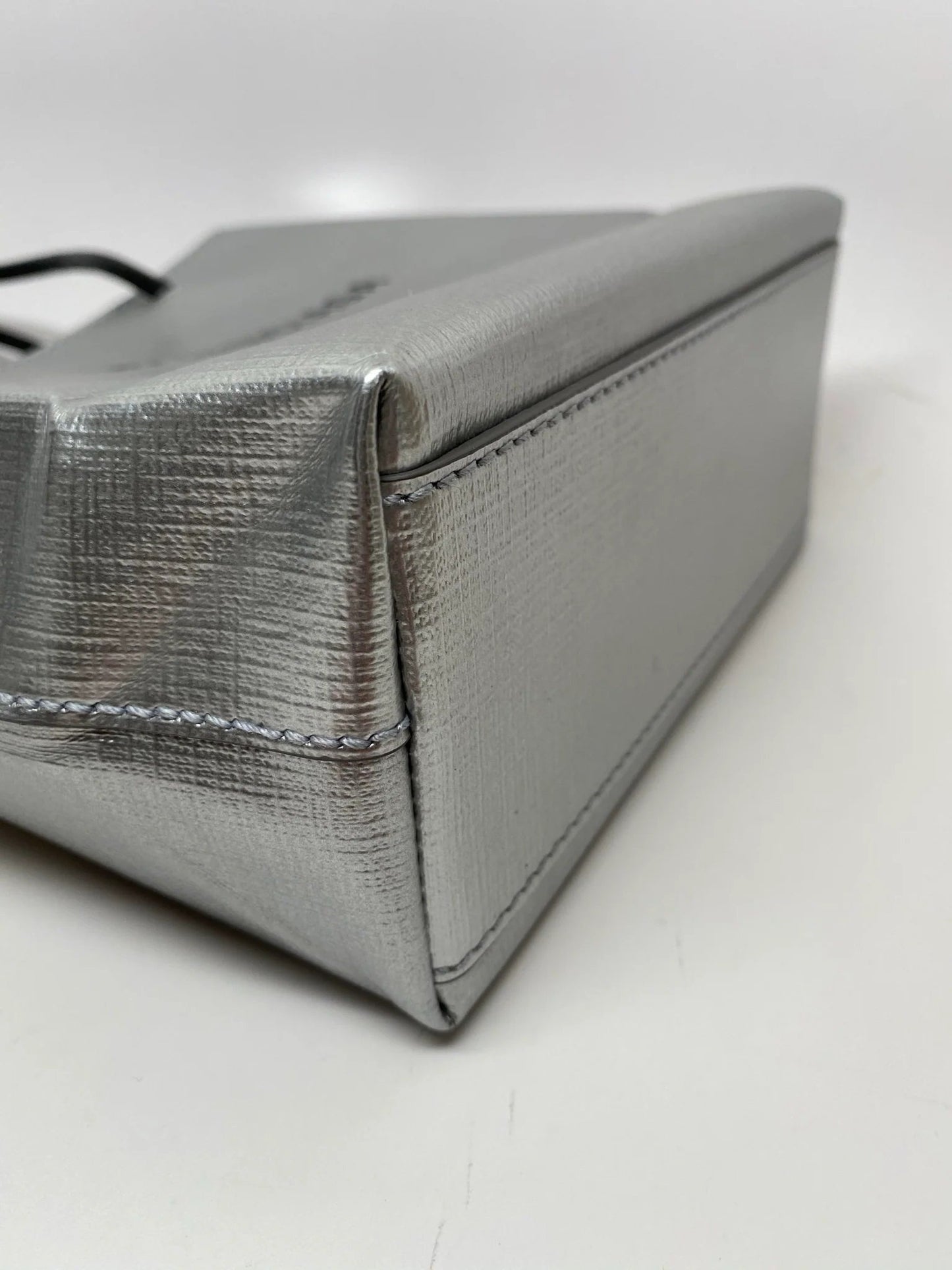 BALENCIAGA SHOPPING XXS NORTH SOUTH SILVER TOTE BAG