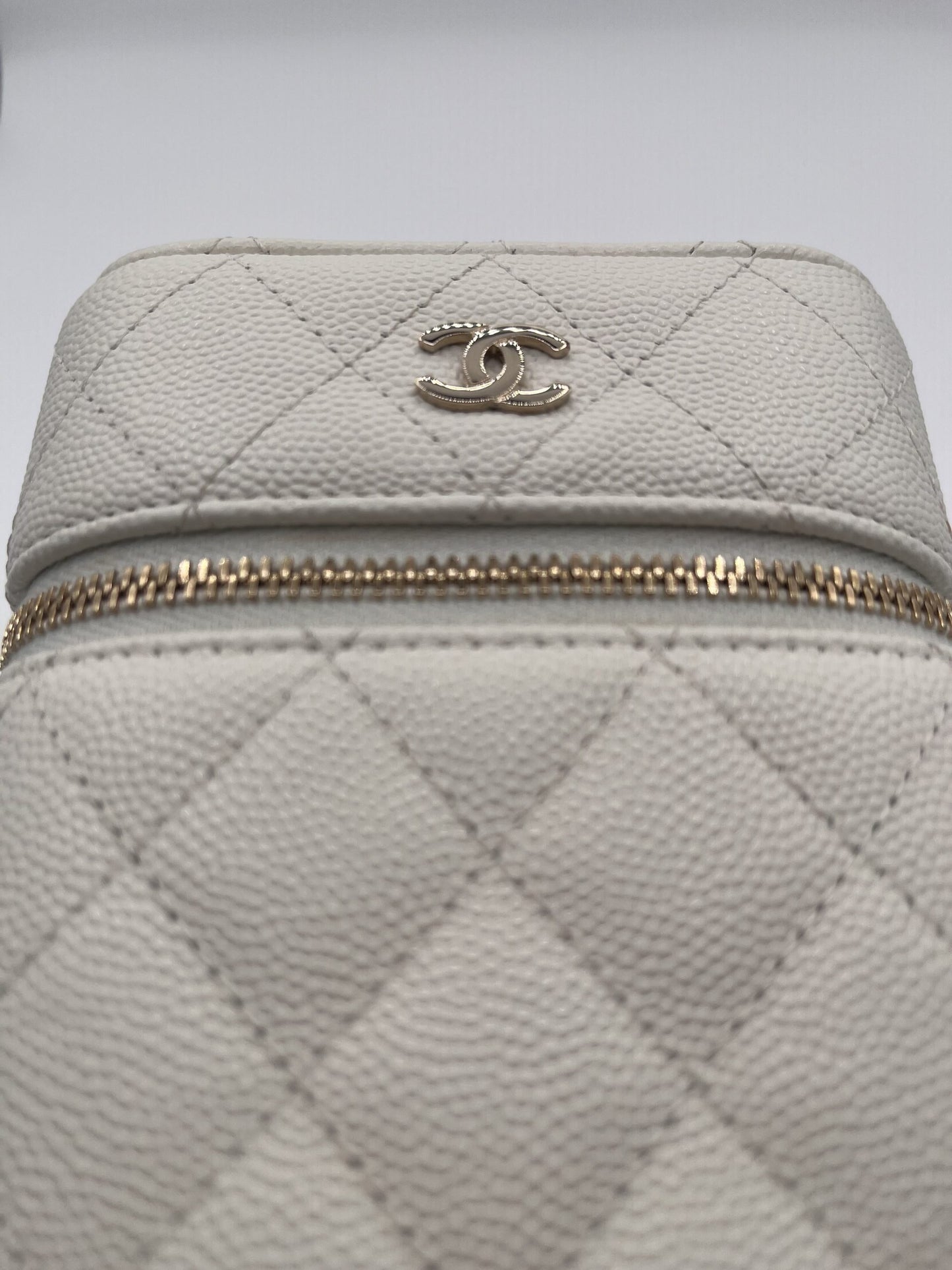 Chanel Vanity Phone Holder in Quilted Caviar with Chain