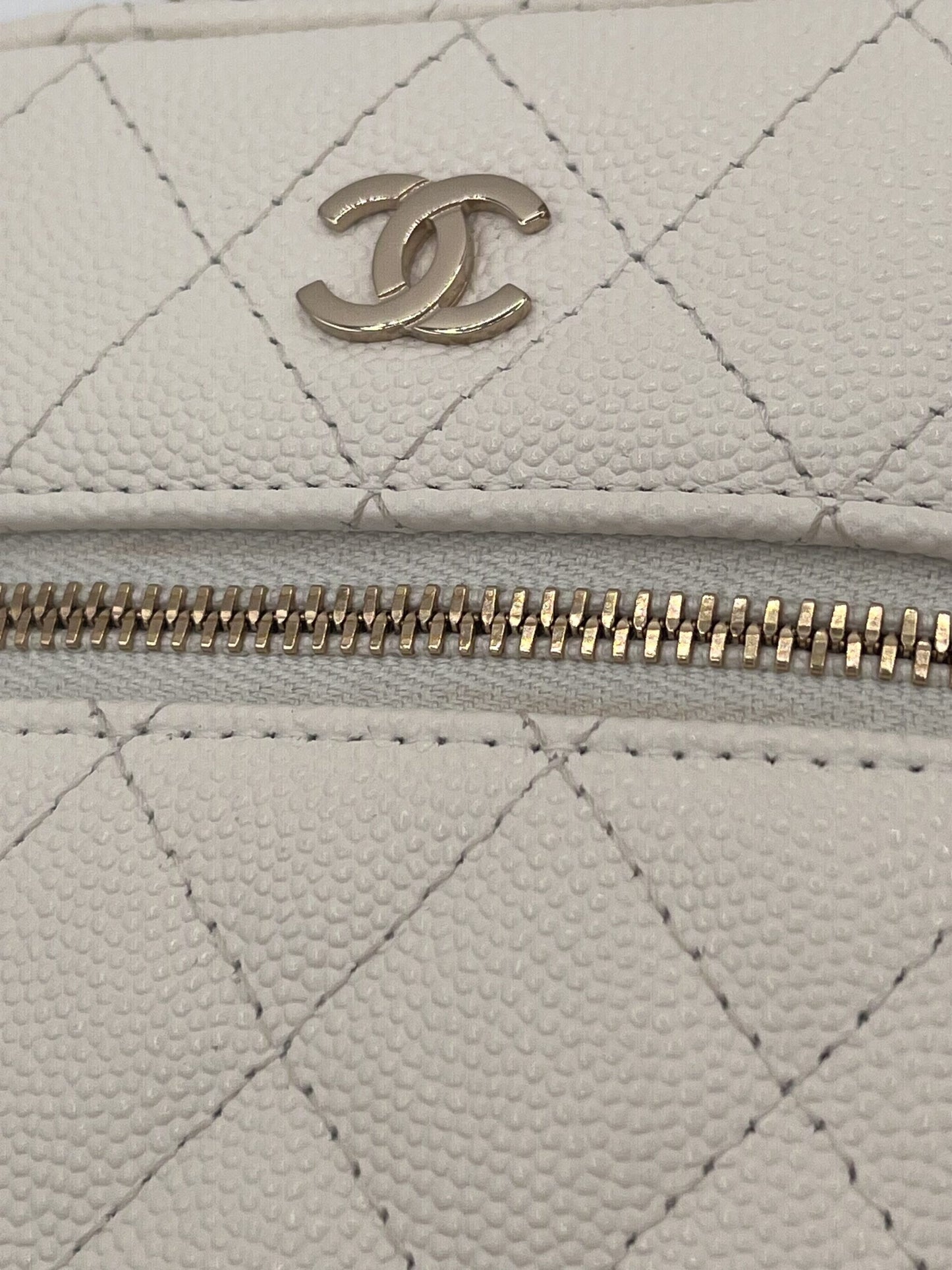 Chanel Vanity Phone Holder in Quilted Caviar with Chain