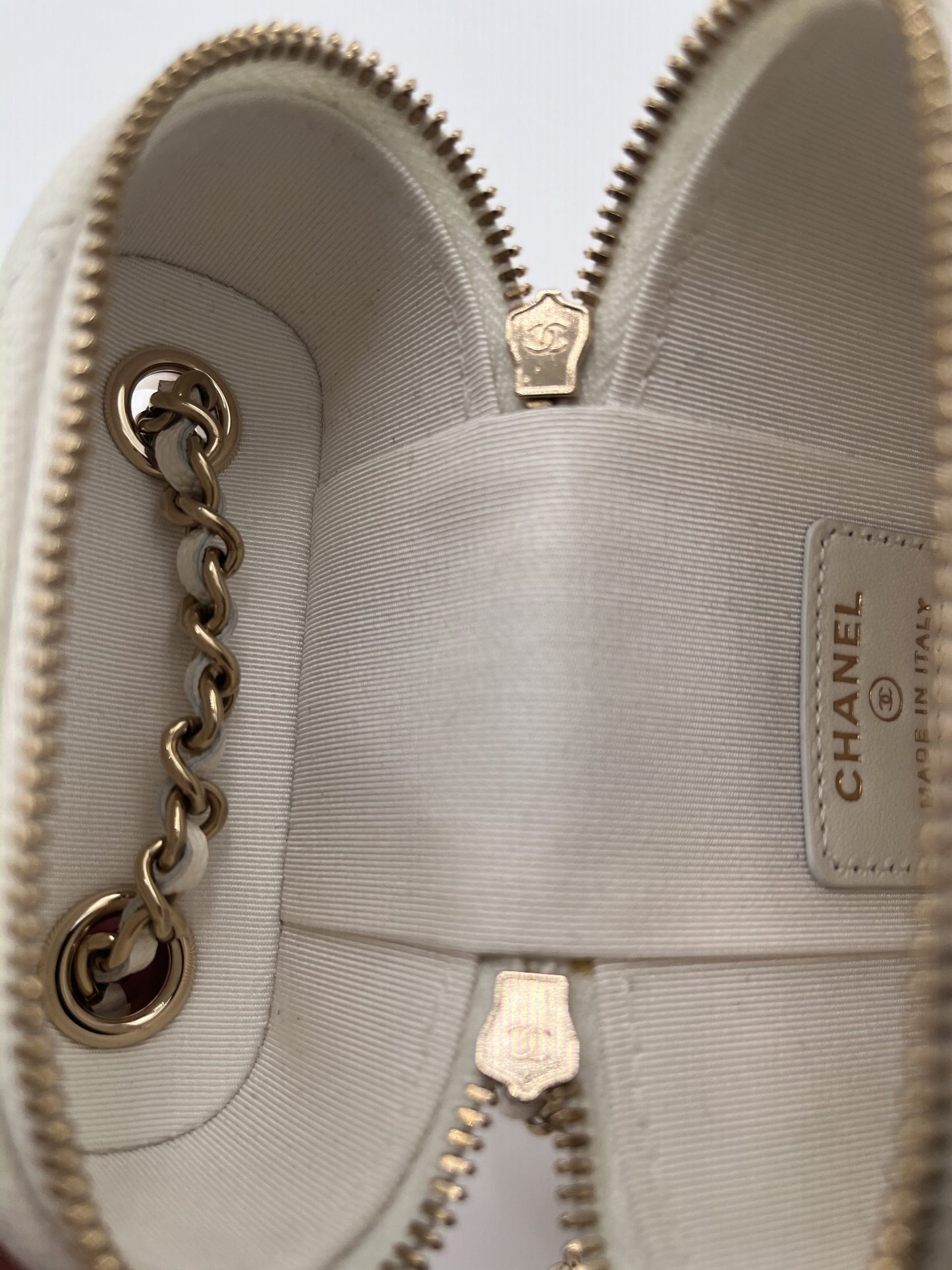 Chanel Vanity Phone Holder in Quilted Caviar with Chain