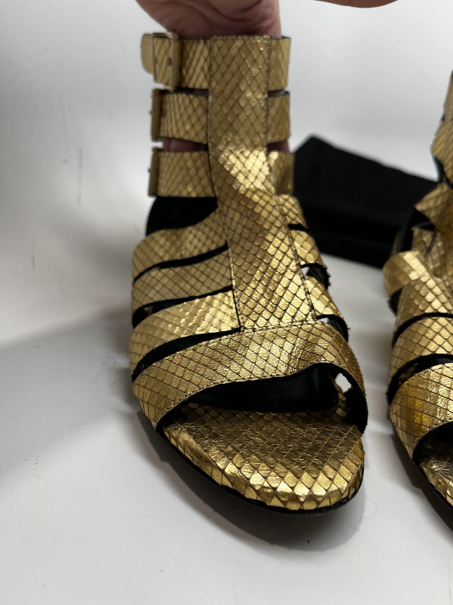 Just Cavalli Gold Flat Gladiator Sandal