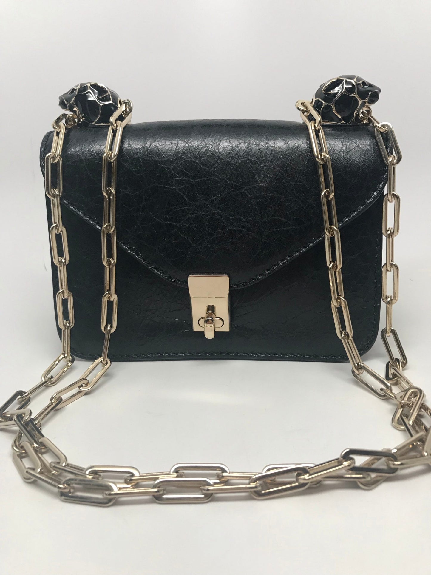 VALENTINO GARAVANI BLACK PANTHER CHAIN LINK SHOULDER BAG
