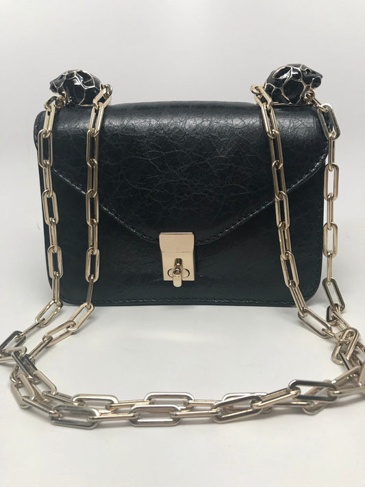 VALENTINO GARAVANI BLACK PANTHER CHAIN LINK SHOULDER BAG