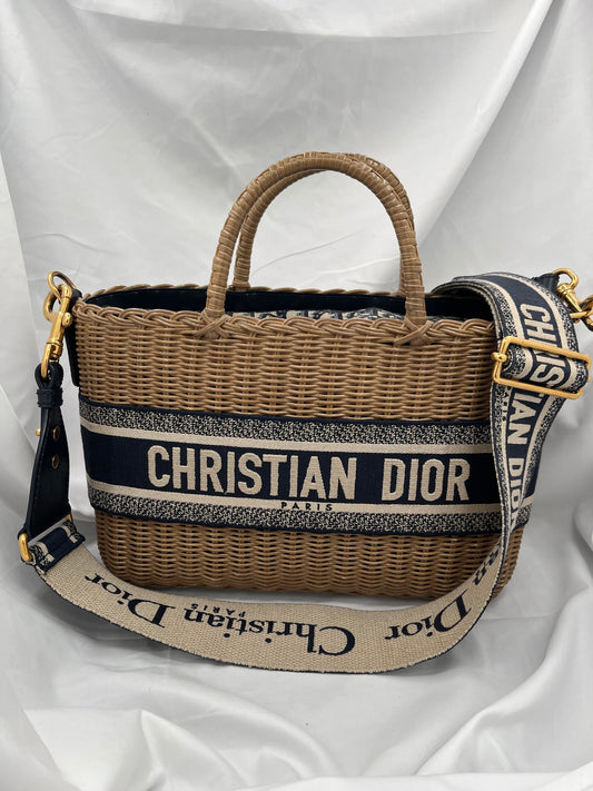 Christian Dior Wicker Oblique Basket Bag in Blue