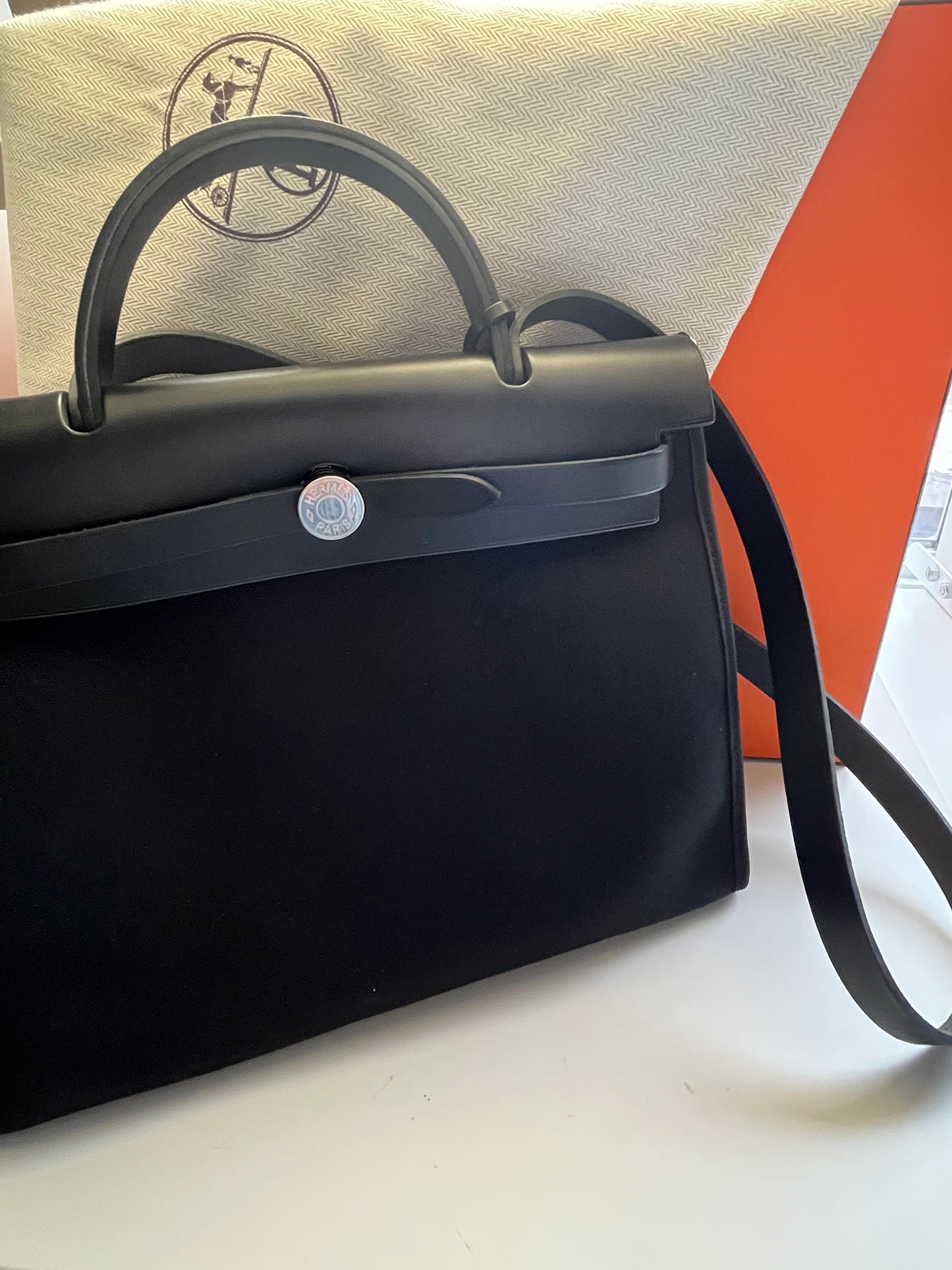 Hermes Militaire Tolle Vache Hunter Herbag Zip 31 in Black