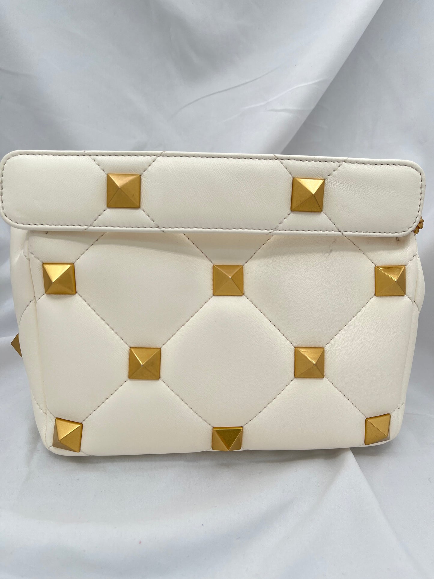 Valentino Garavani Roman Stud Foldover Top Tote Bag White