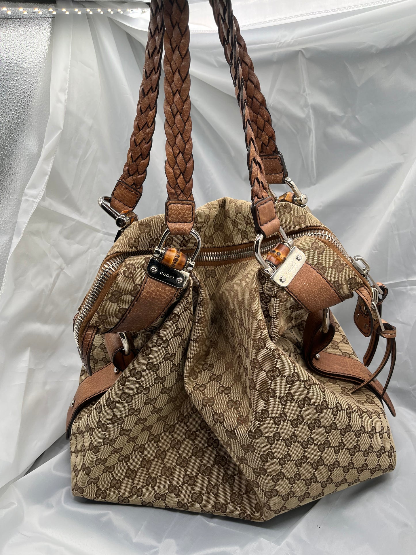 Gucci GG Horsebit Supreme Hobo Bag