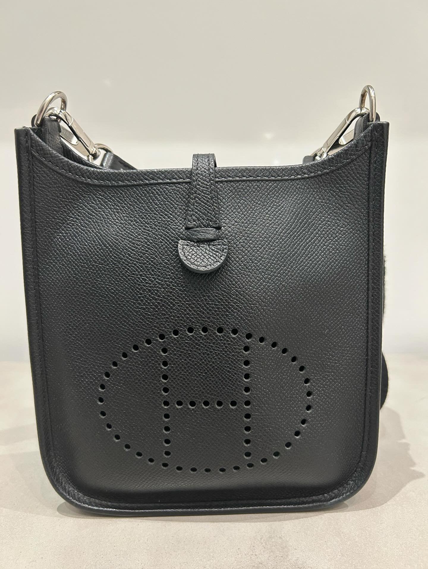 Hermes Evelyne Black Canvas Strap TPM (Mini)