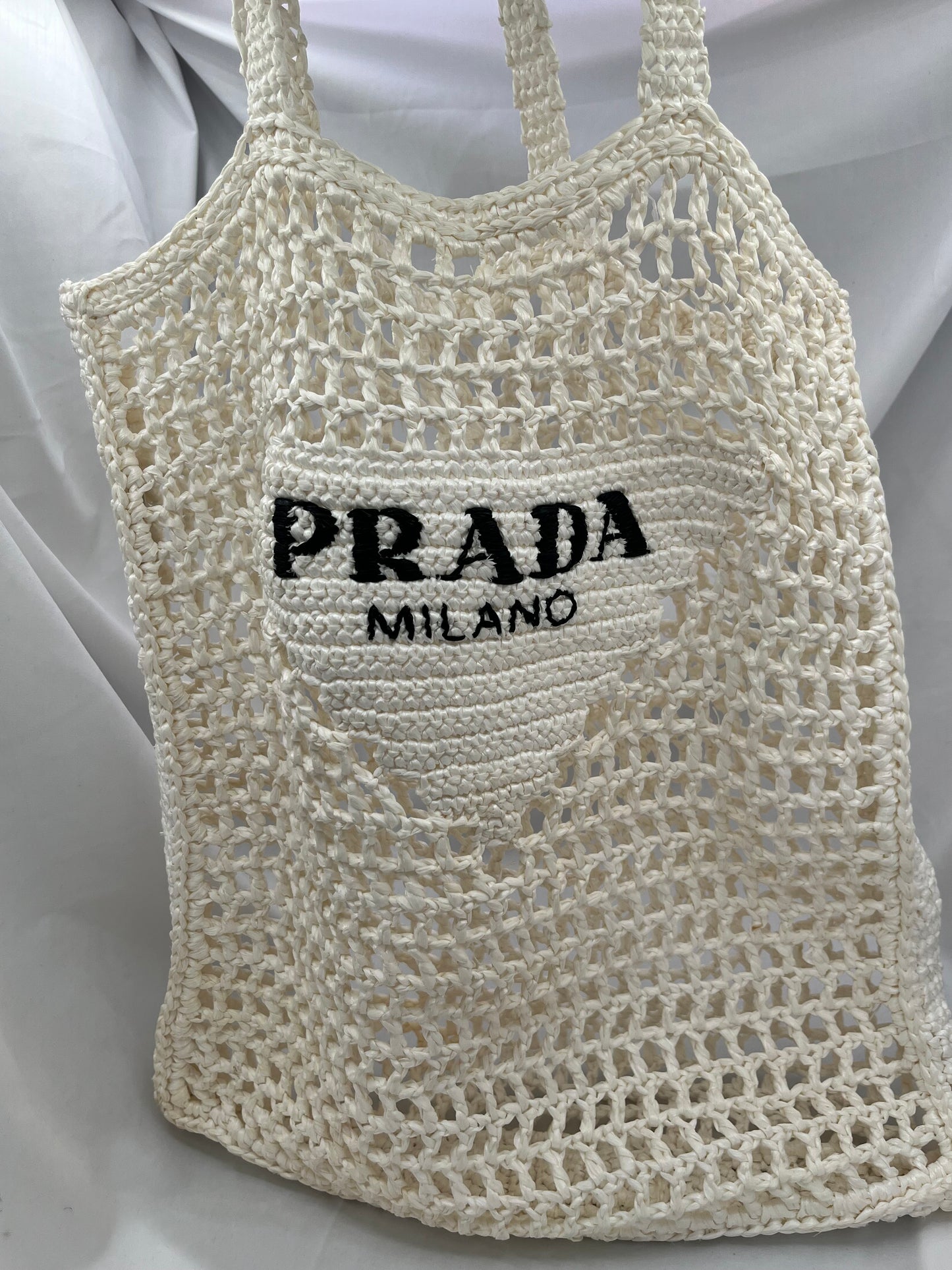 Prada Crochet Tote Bag in Bianco