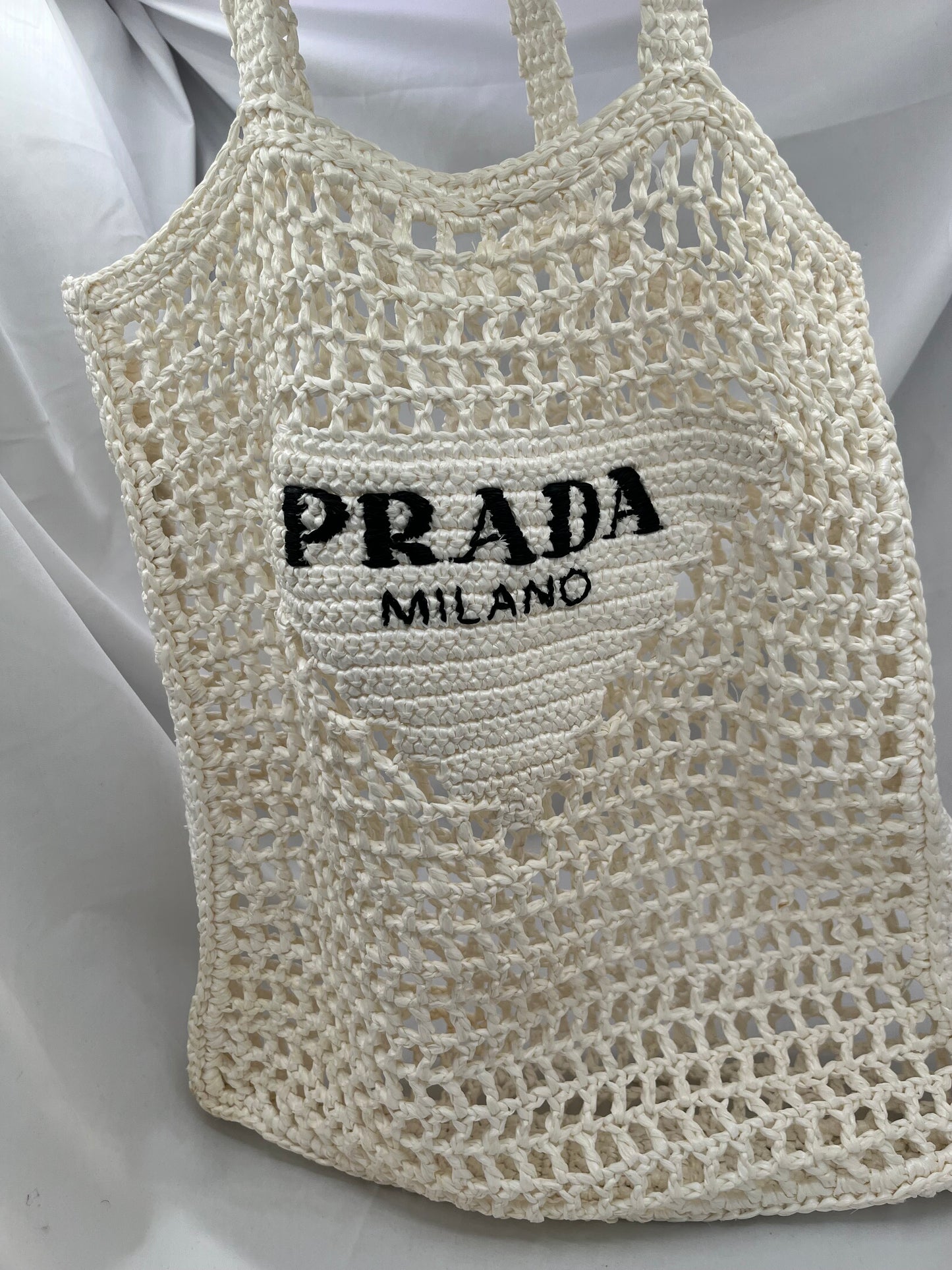 Prada Crochet Tote Bag in Bianco