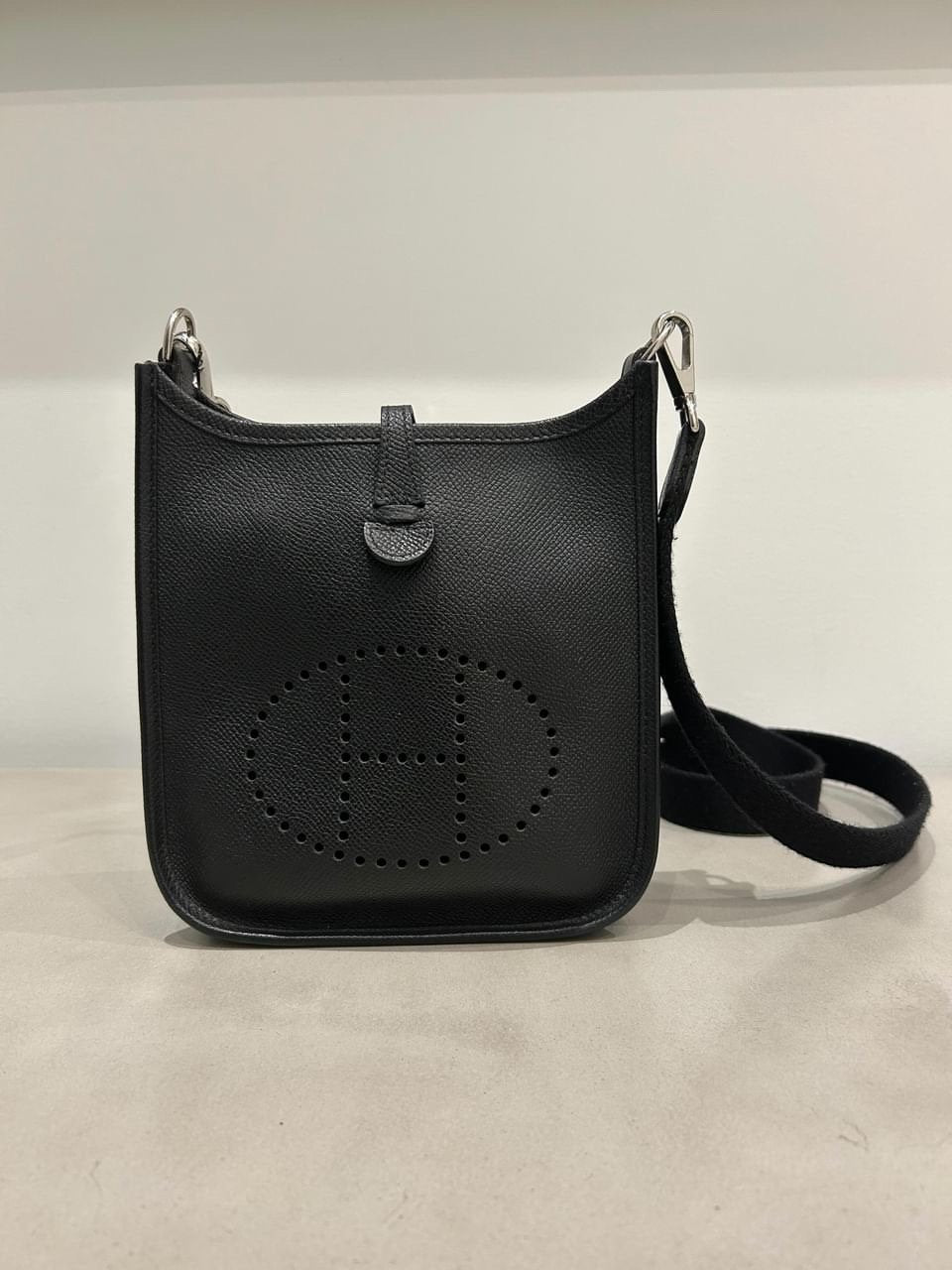 Hermes Evelyne Black Canvas Strap TPM (Mini)