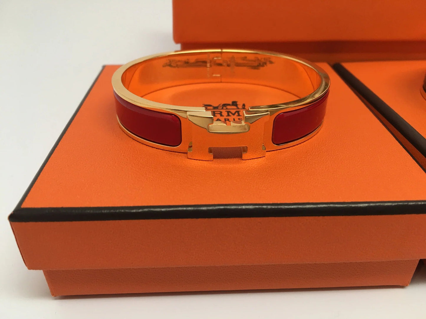 HERMES CLIC-CLAC H BRACELET, ROSEE DRAGEE - GOLD PLATED - SIZE SMALL (PM)