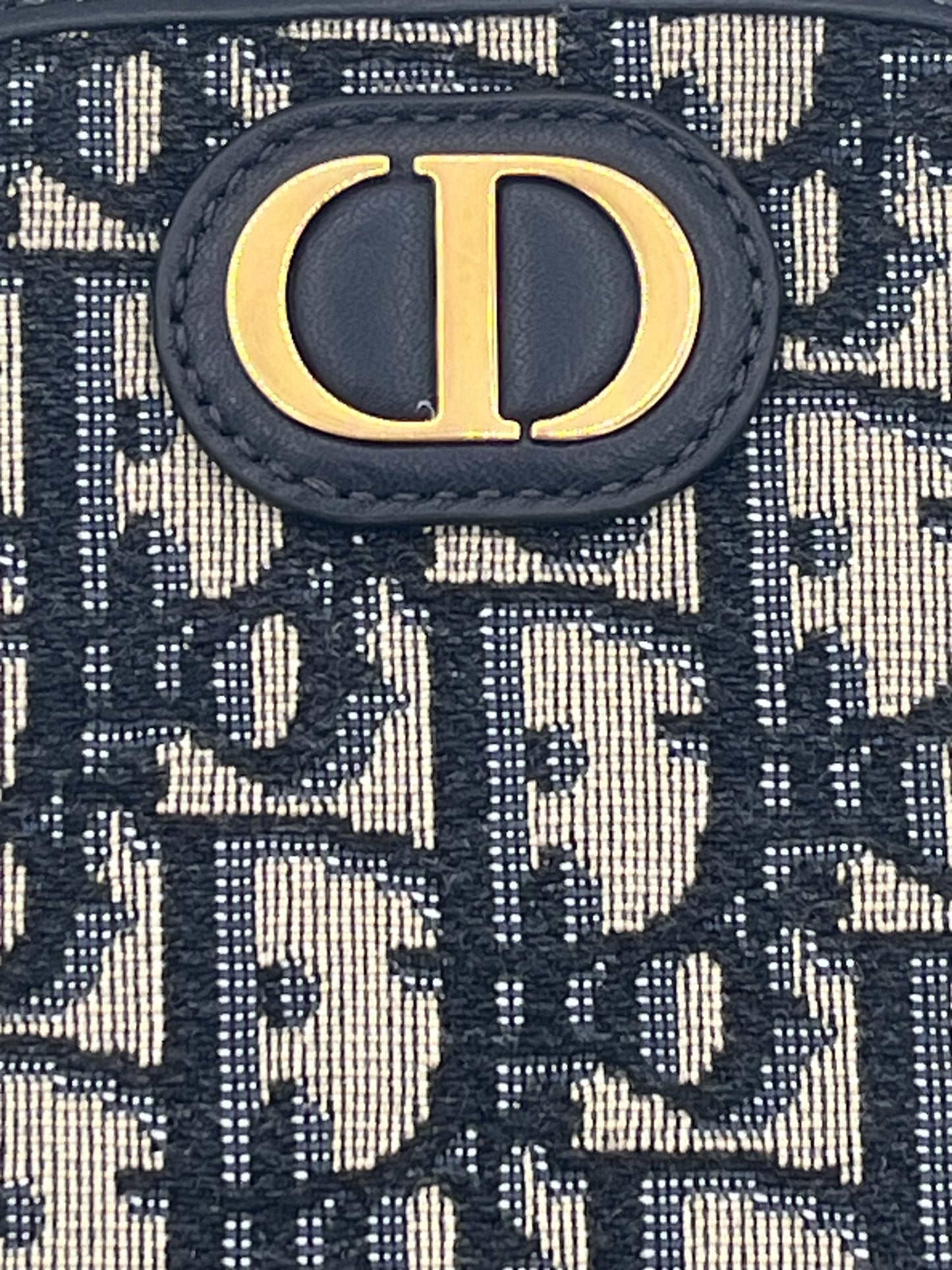 Dior Montaigne Phone Holder with Chain Strap - Blue Oblique Jacquard