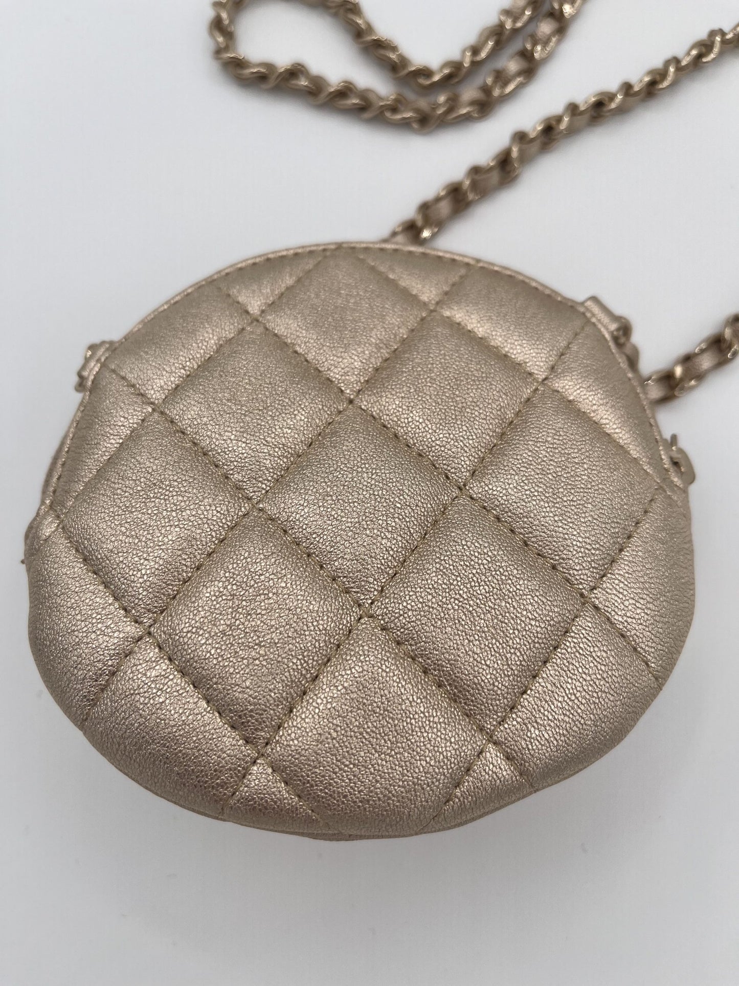 Chanel Camellia Round Clutch with Chain - Gold