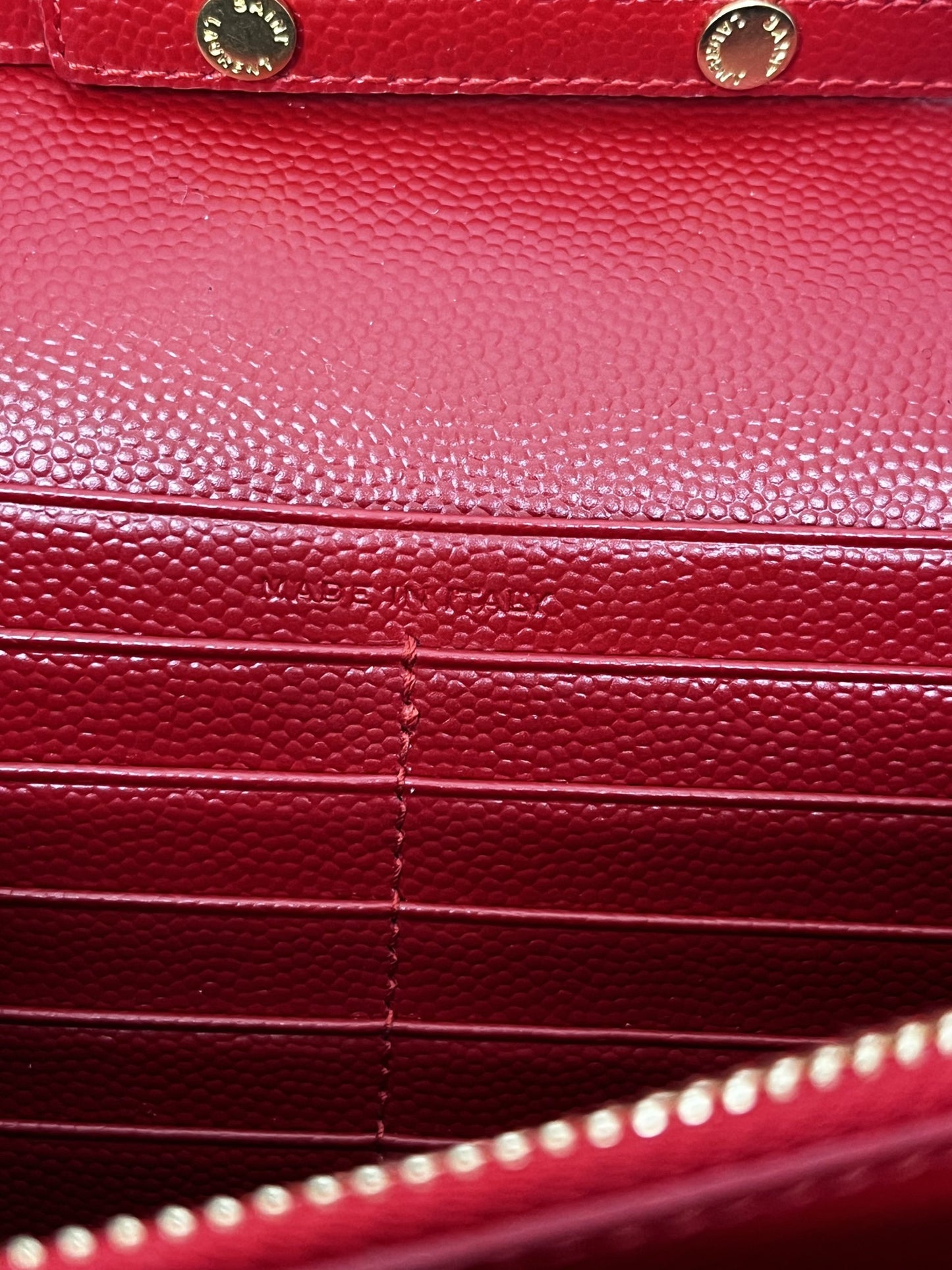 Saint Laurent Cassandre Classic Chain Wallet in Red