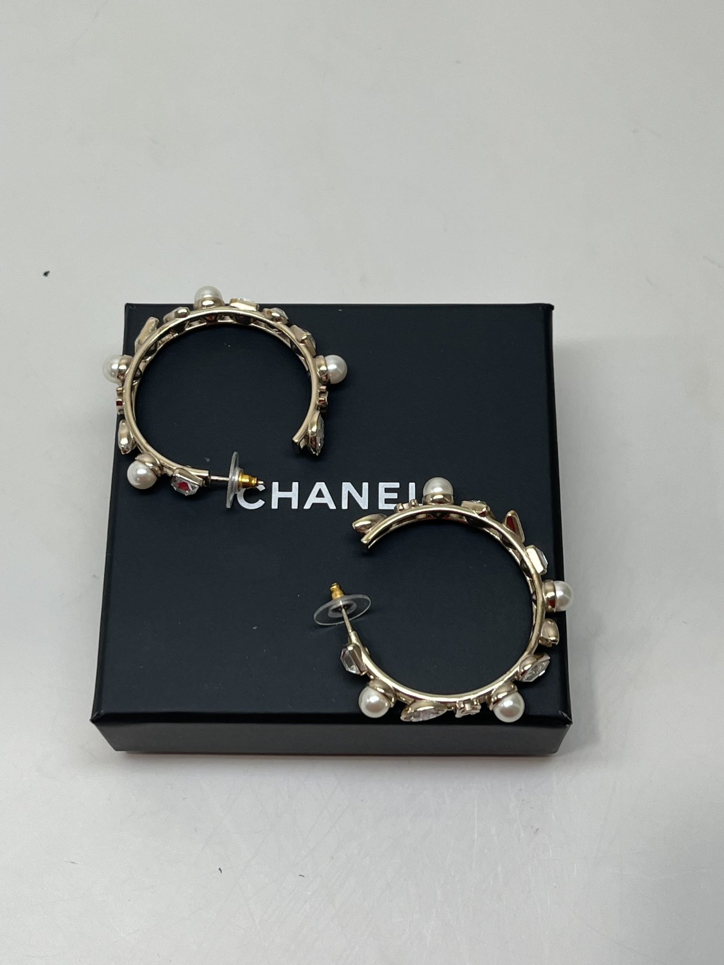 Chanel Pearl Hoop Earrings