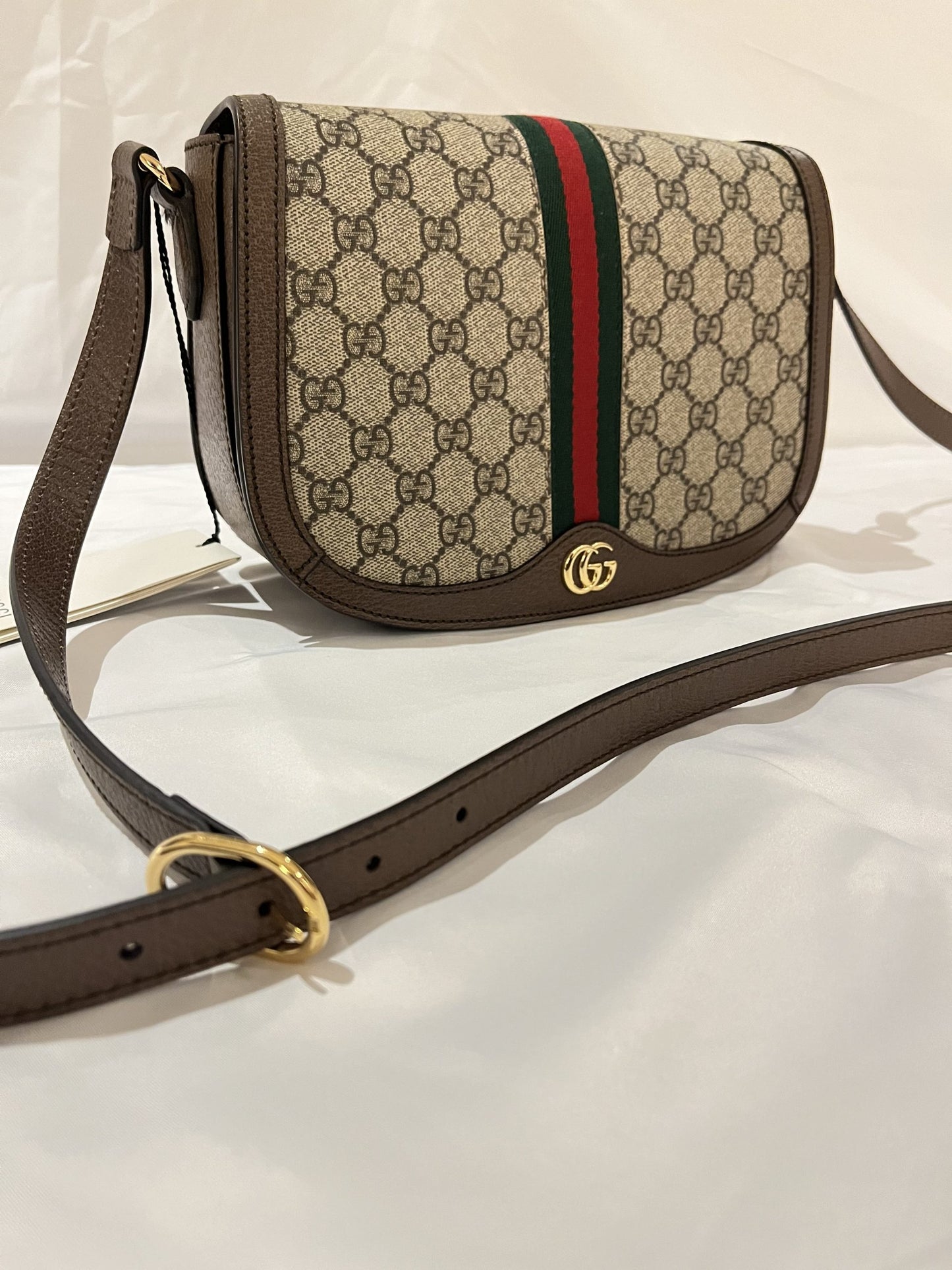 Gucci GG Medium Ophidia Bag in Beige and Ebony