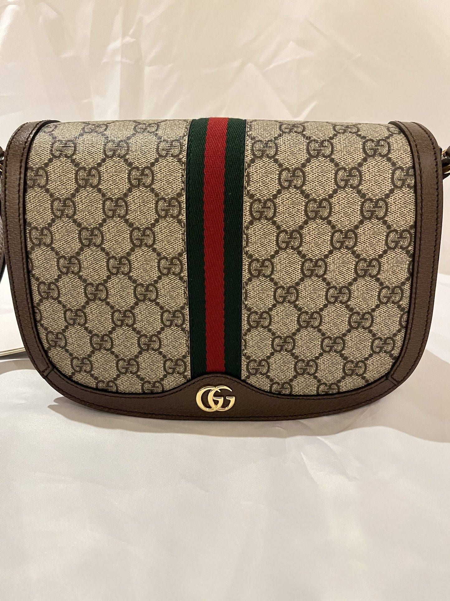 Gucci GG Medium Ophidia Bag in Beige and Ebony