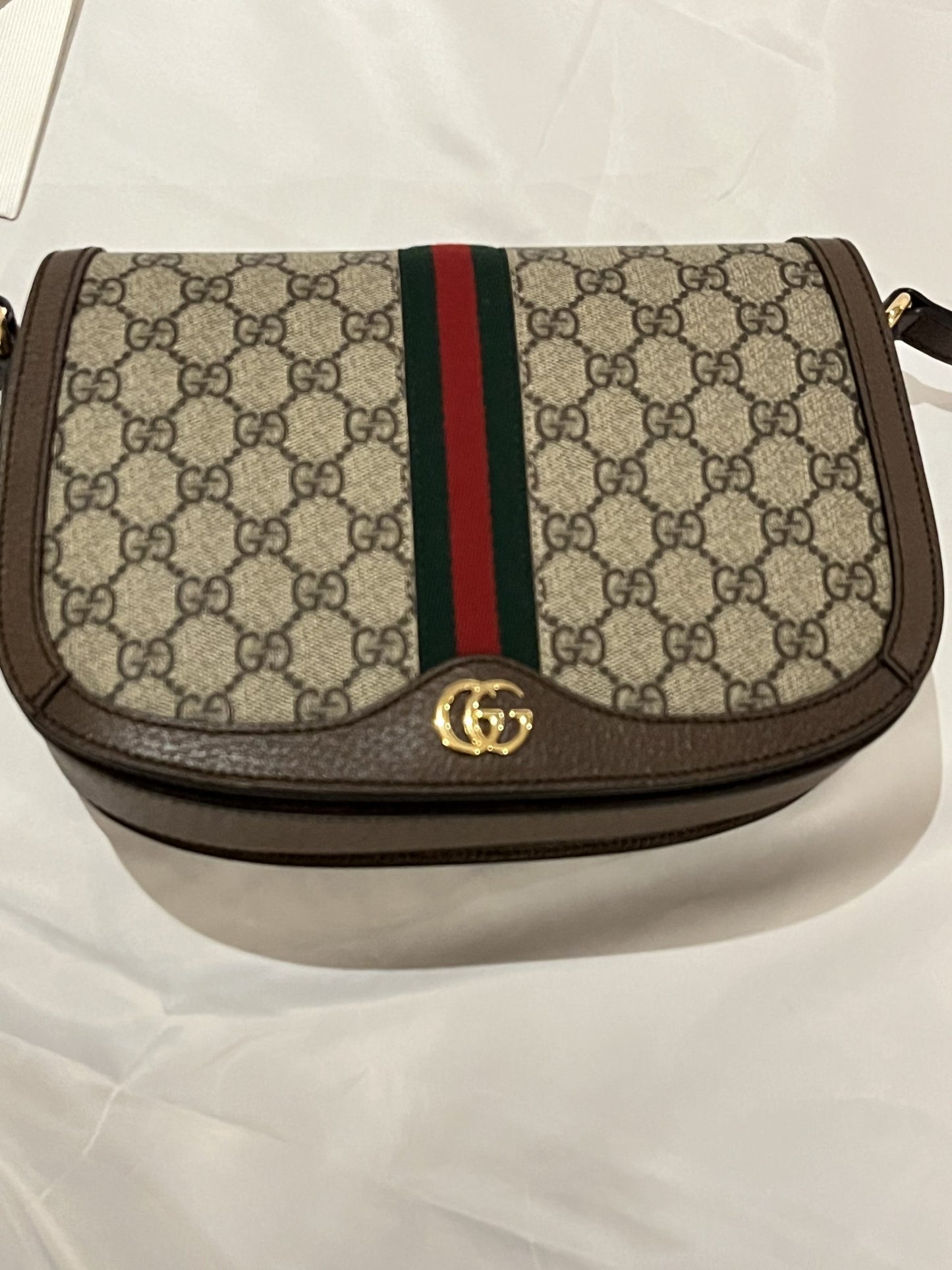 Gucci GG Medium Ophidia Bag in Beige and Ebony