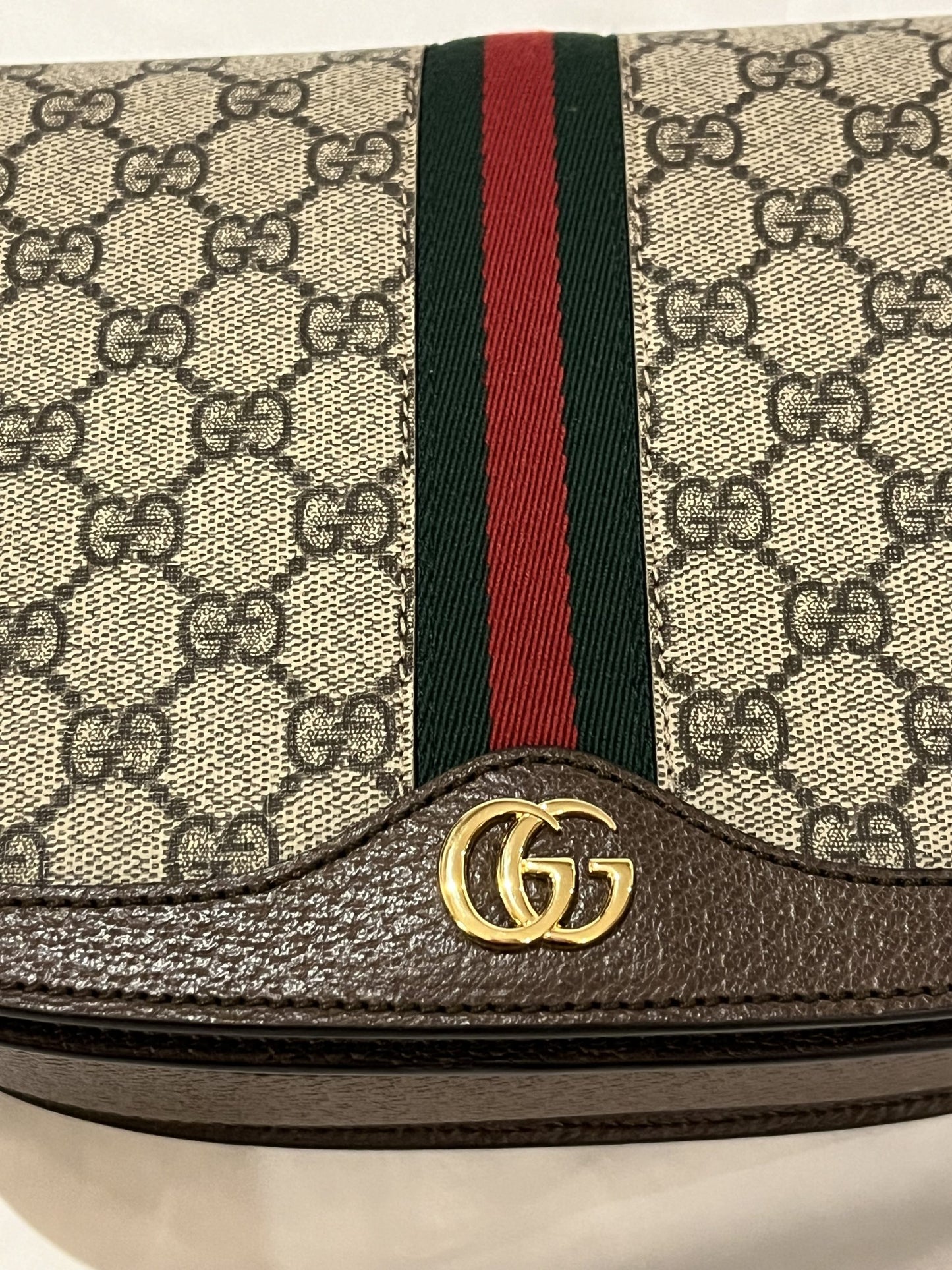 Gucci GG Medium Ophidia Bag in Beige and Ebony