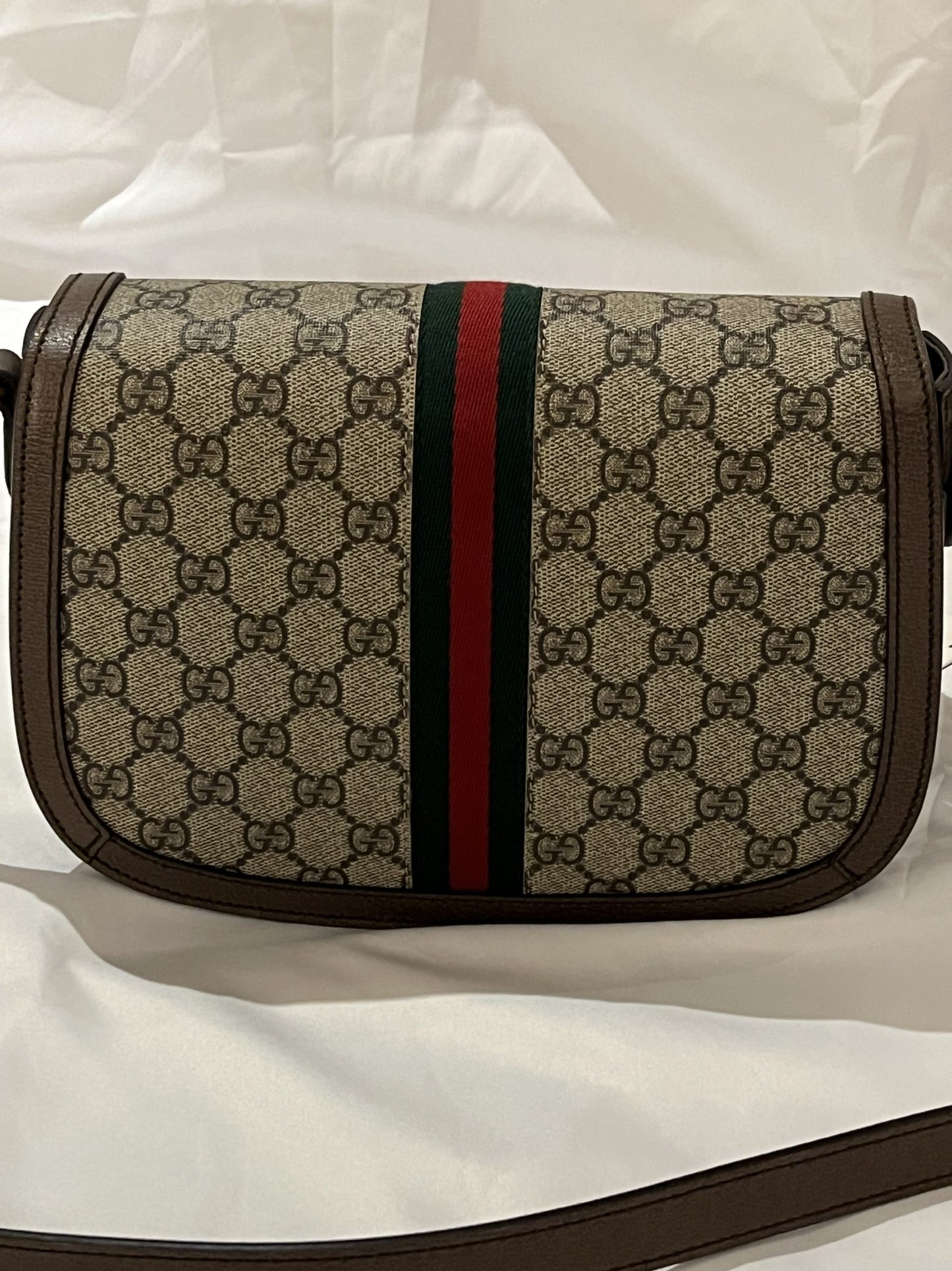 Gucci GG Medium Ophidia Bag in Beige and Ebony