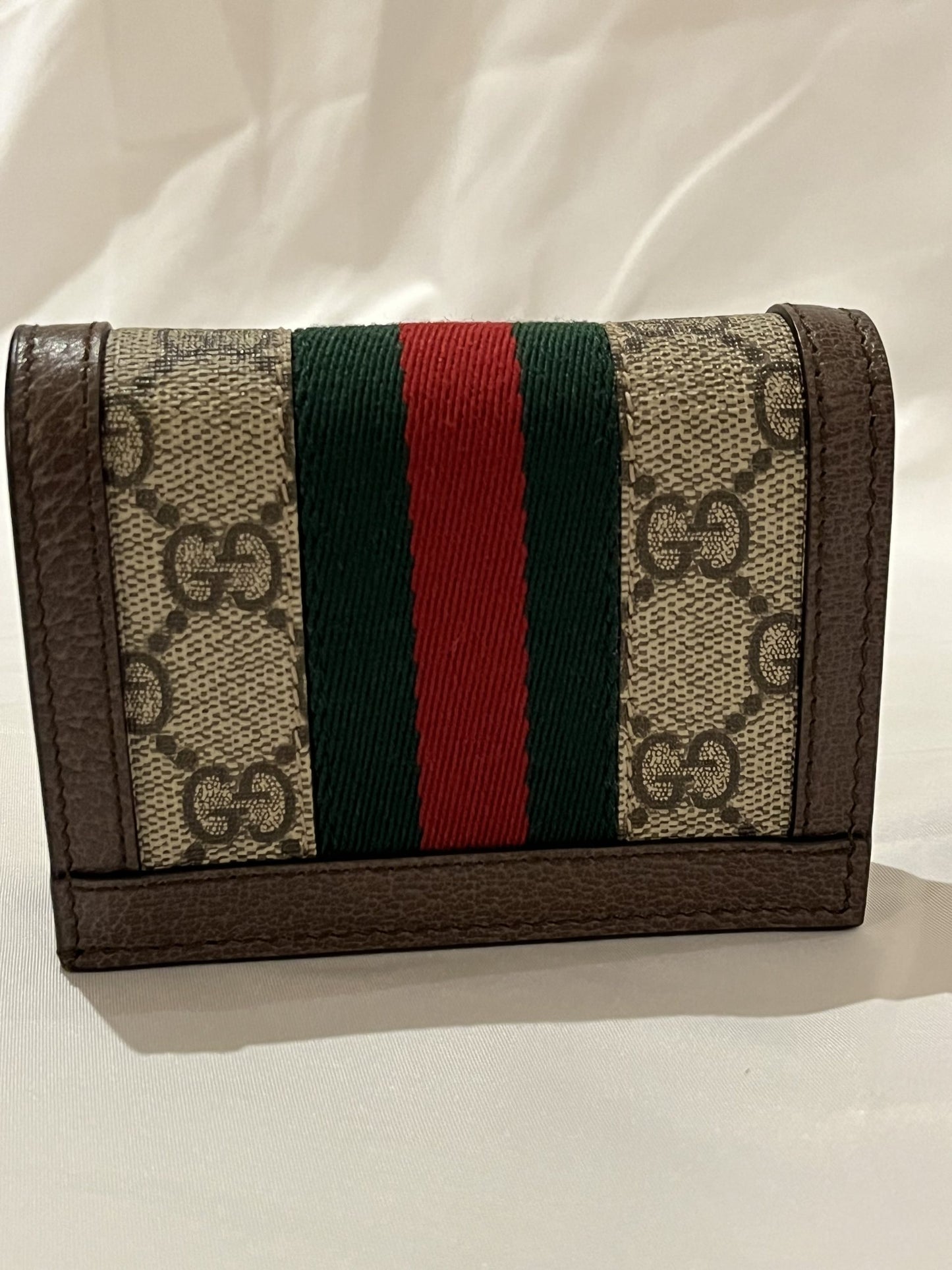 Gucci GG Ophidia Card Case Wallet in Beige and Ebony