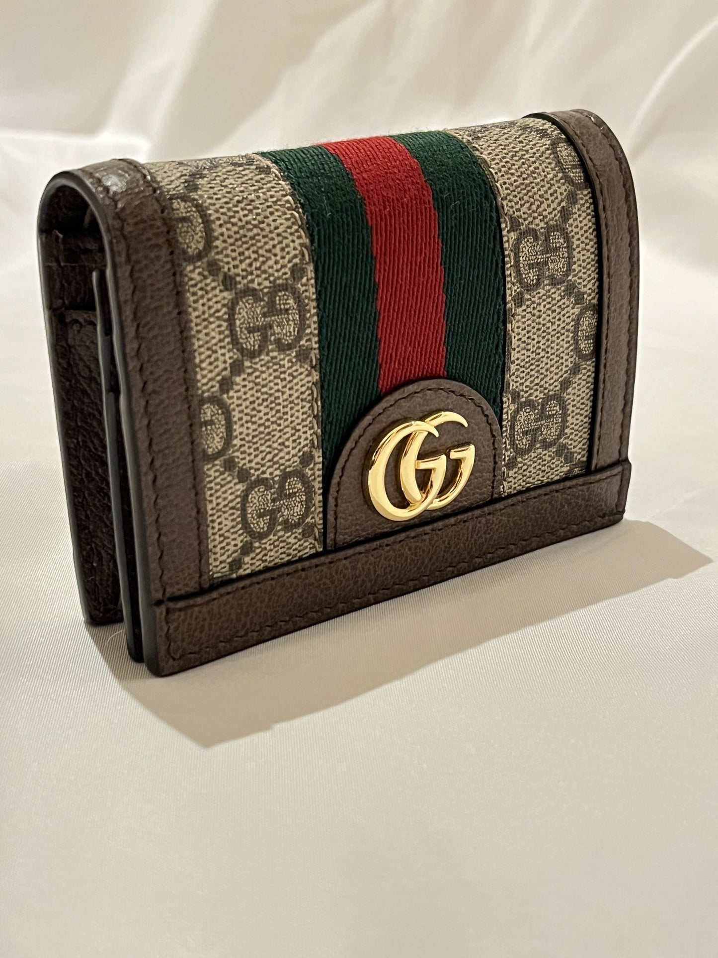 Gucci GG Ophidia Card Case Wallet in Beige and Ebony