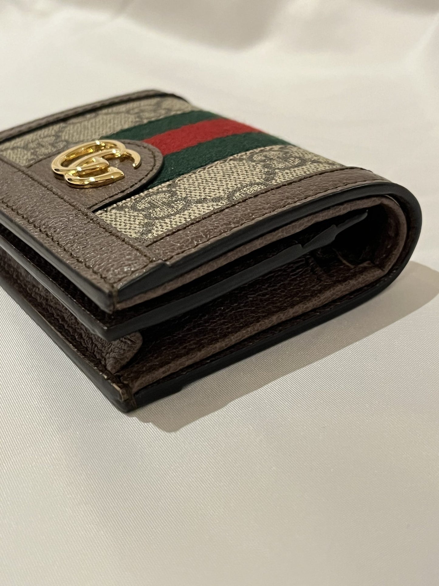 Gucci GG Ophidia Card Case Wallet in Beige and Ebony