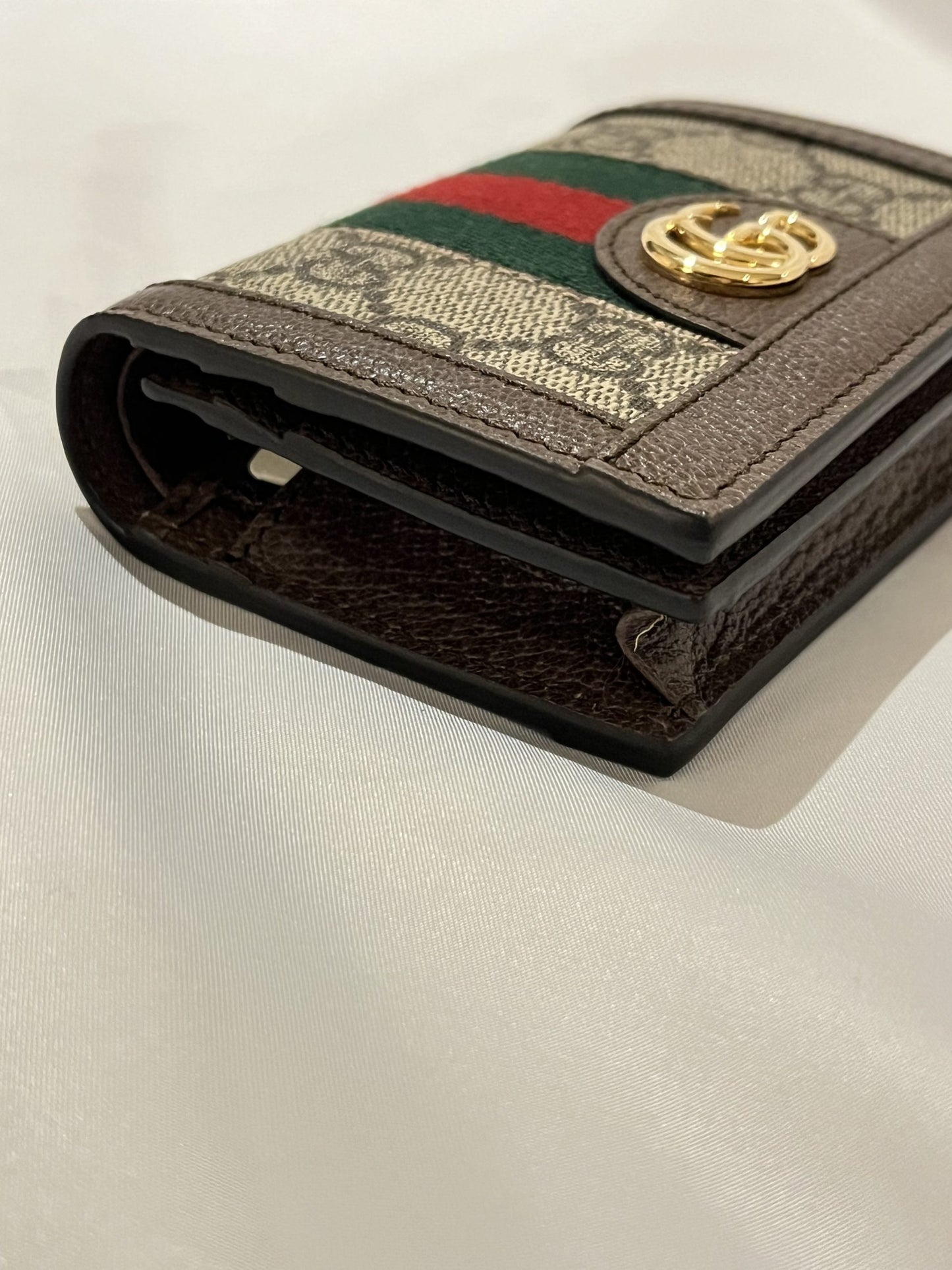 Gucci GG Ophidia Card Case Wallet in Beige and Ebony