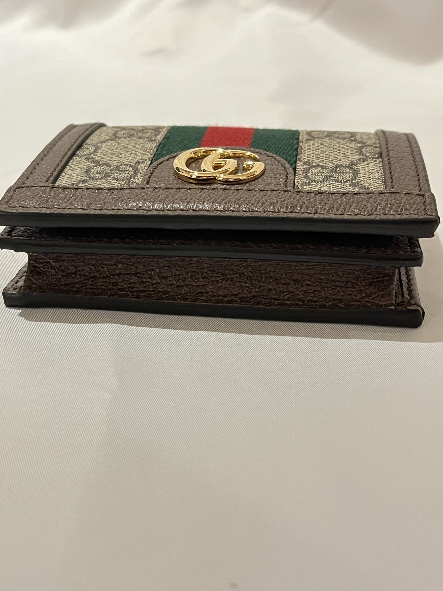 Gucci GG Ophidia Card Case Wallet in Beige and Ebony