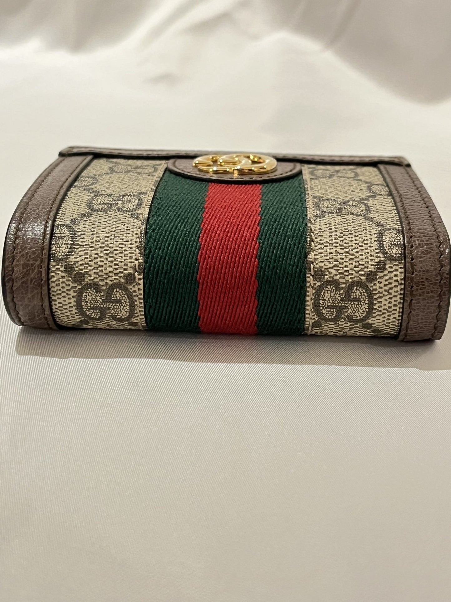 Gucci GG Ophidia Card Case Wallet in Beige and Ebony