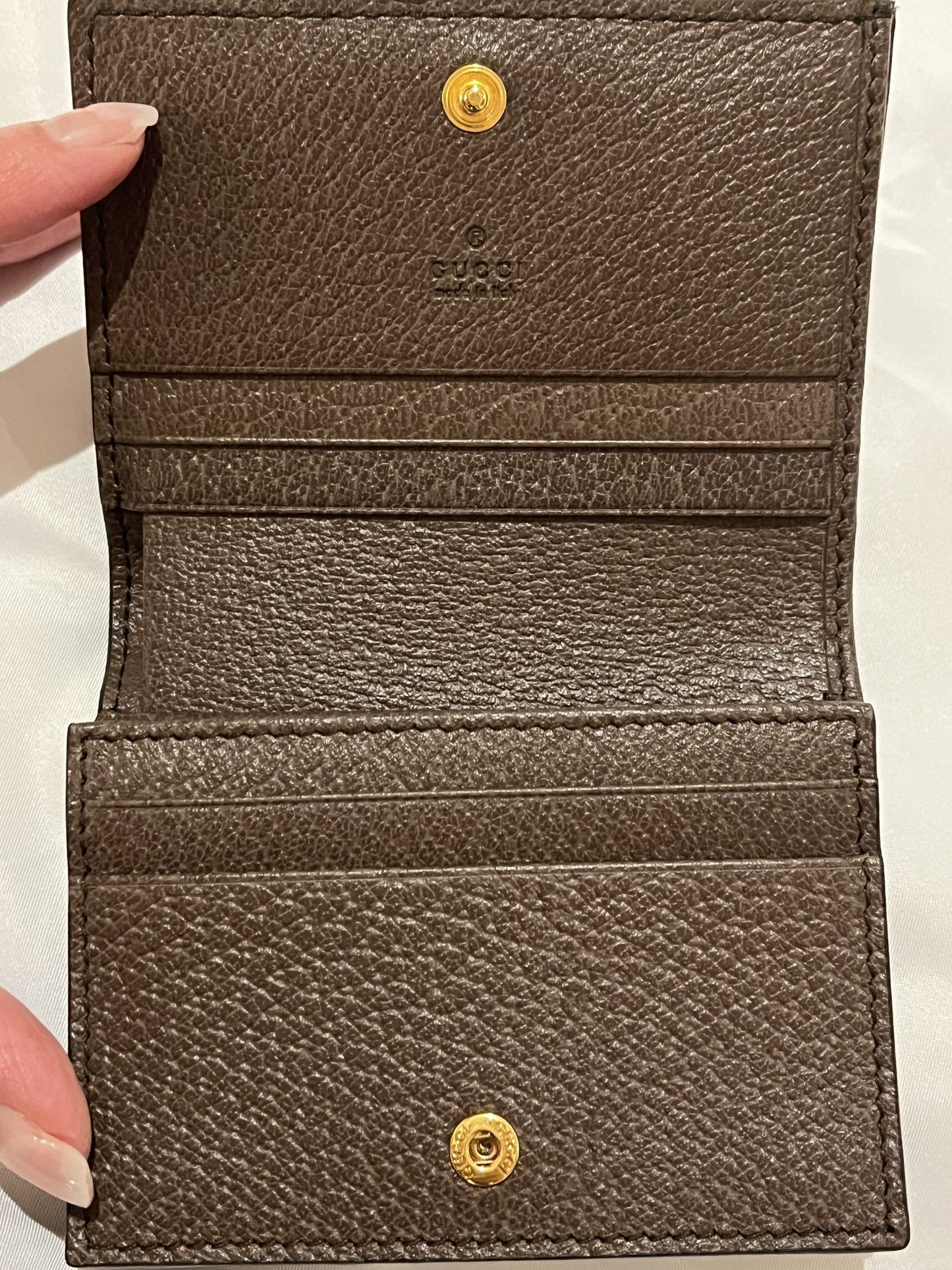 Gucci GG Ophidia Card Case Wallet in Beige and Ebony