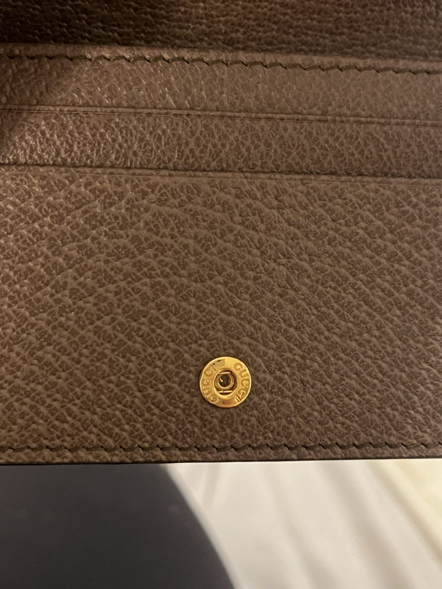 Gucci GG Ophidia Card Case Wallet in Beige and Ebony