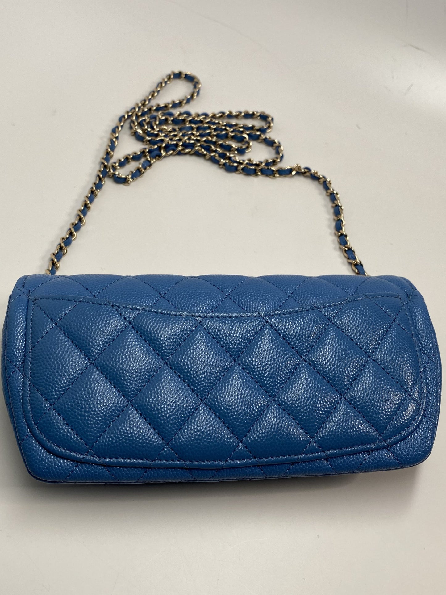 Chanel Blue Caviar Sunglass Case with Classic Chain