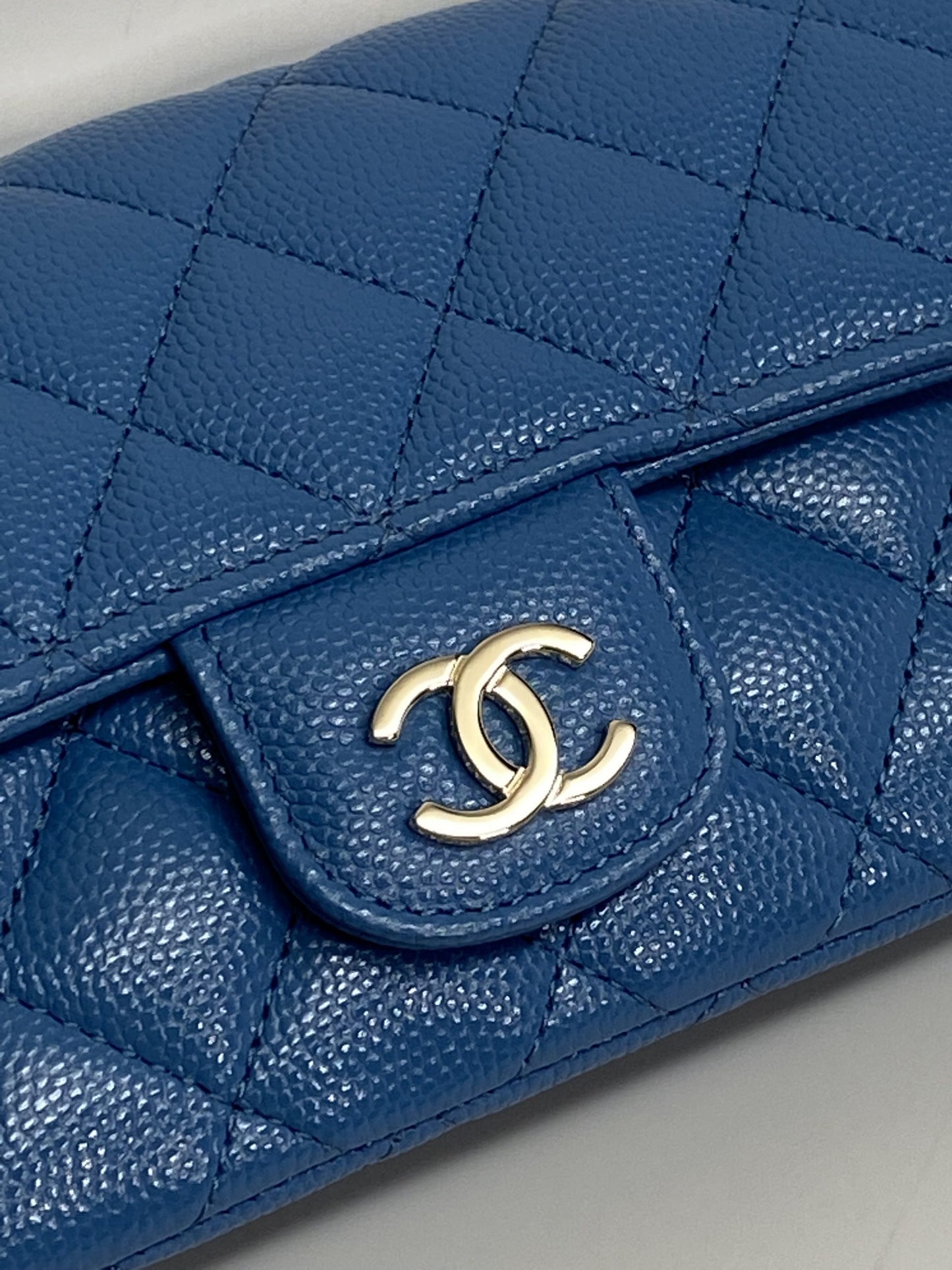 Chanel Blue Caviar Sunglass Case with Classic Chain