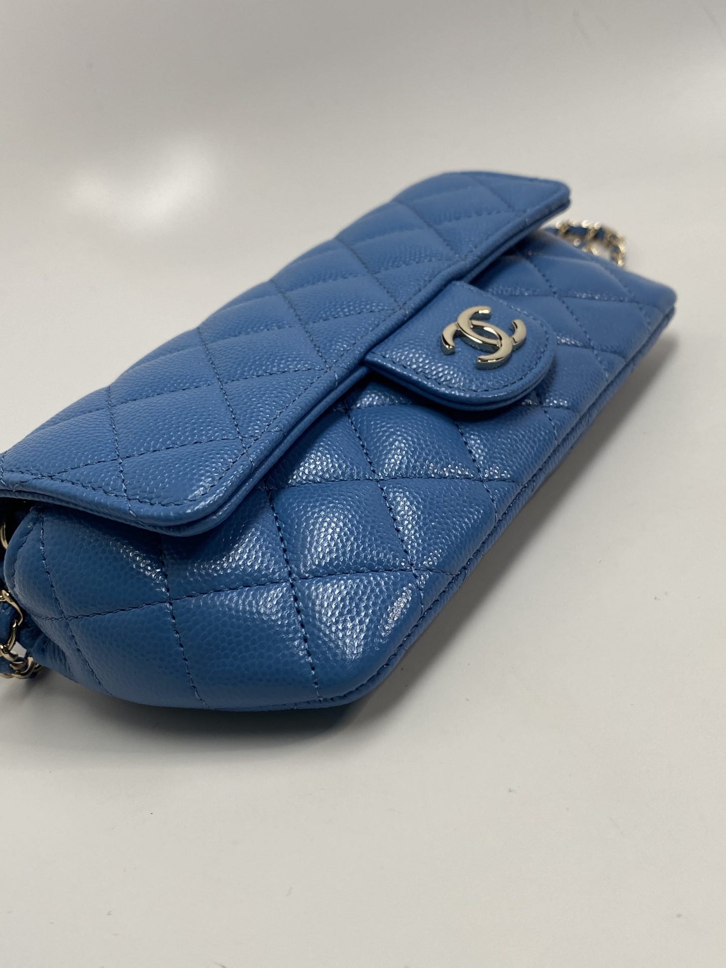 Chanel Blue Caviar Sunglass Case with Classic Chain