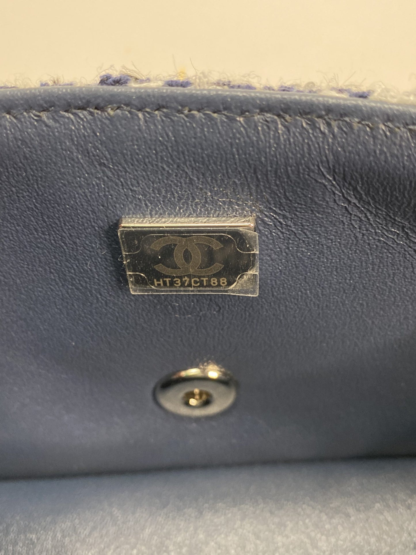 Chanel Embroidered Tweed Mini Flap Bag - Navy Blue