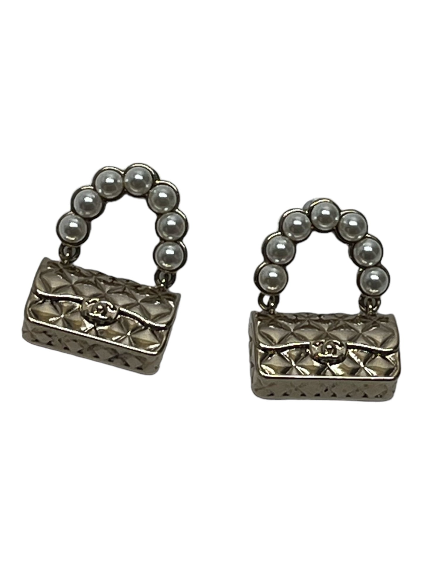 Chanel Pearl Flap Bag Drop Earrings