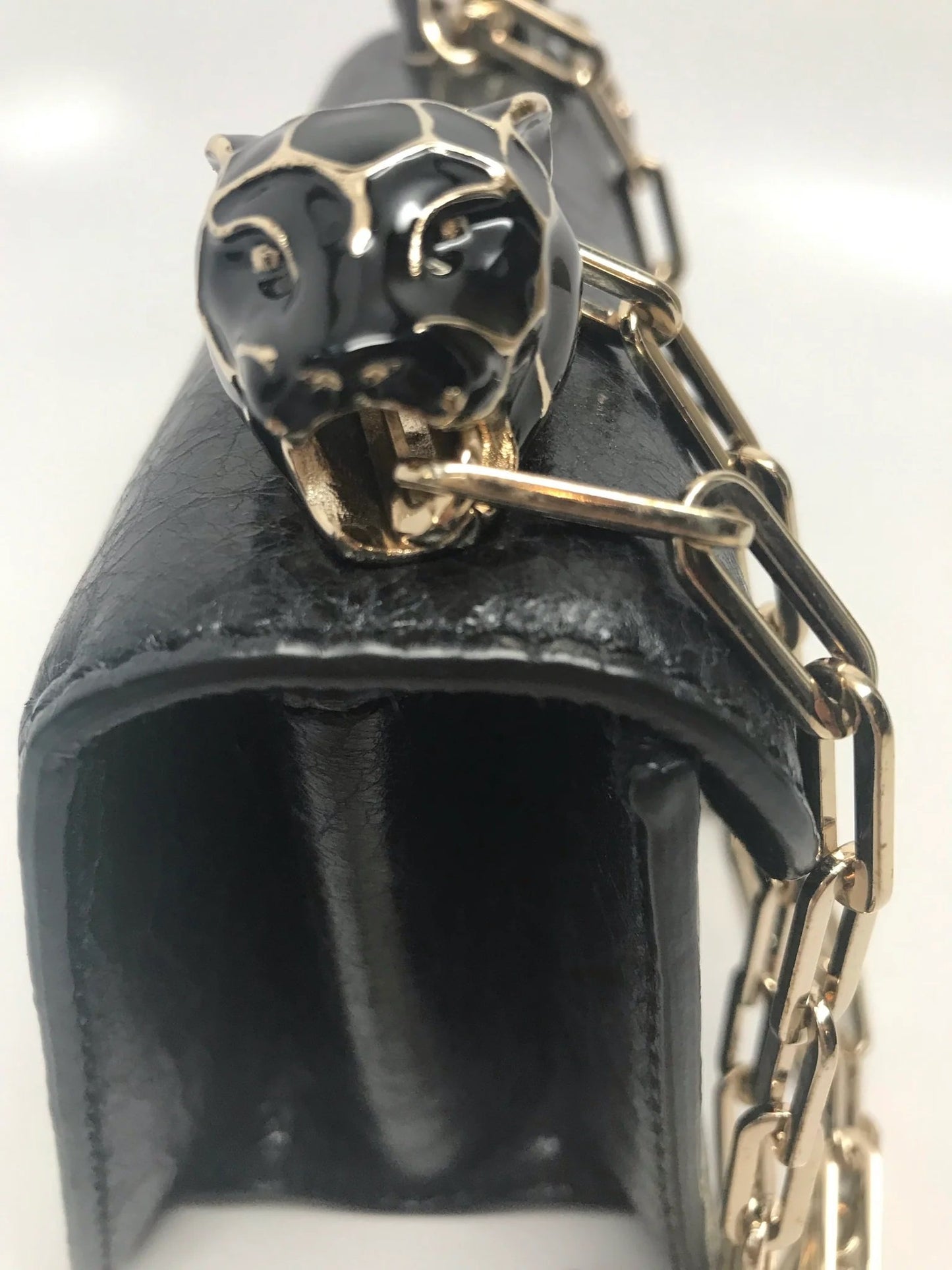 VALENTINO GARAVANI BLACK PANTHER CHAIN LINK SHOULDER BAG