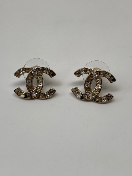 CHANEL CC TIMELESS GOLD STUD EARRINGS