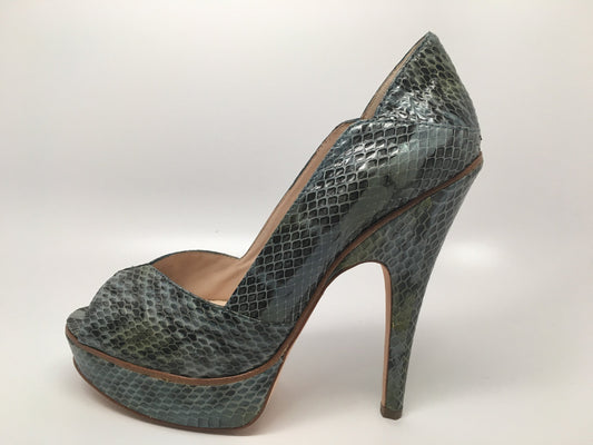 NEW HOUSE OF HARLOW LEIGH HEEL BLUE SNAKE - SIZE 9.5 US