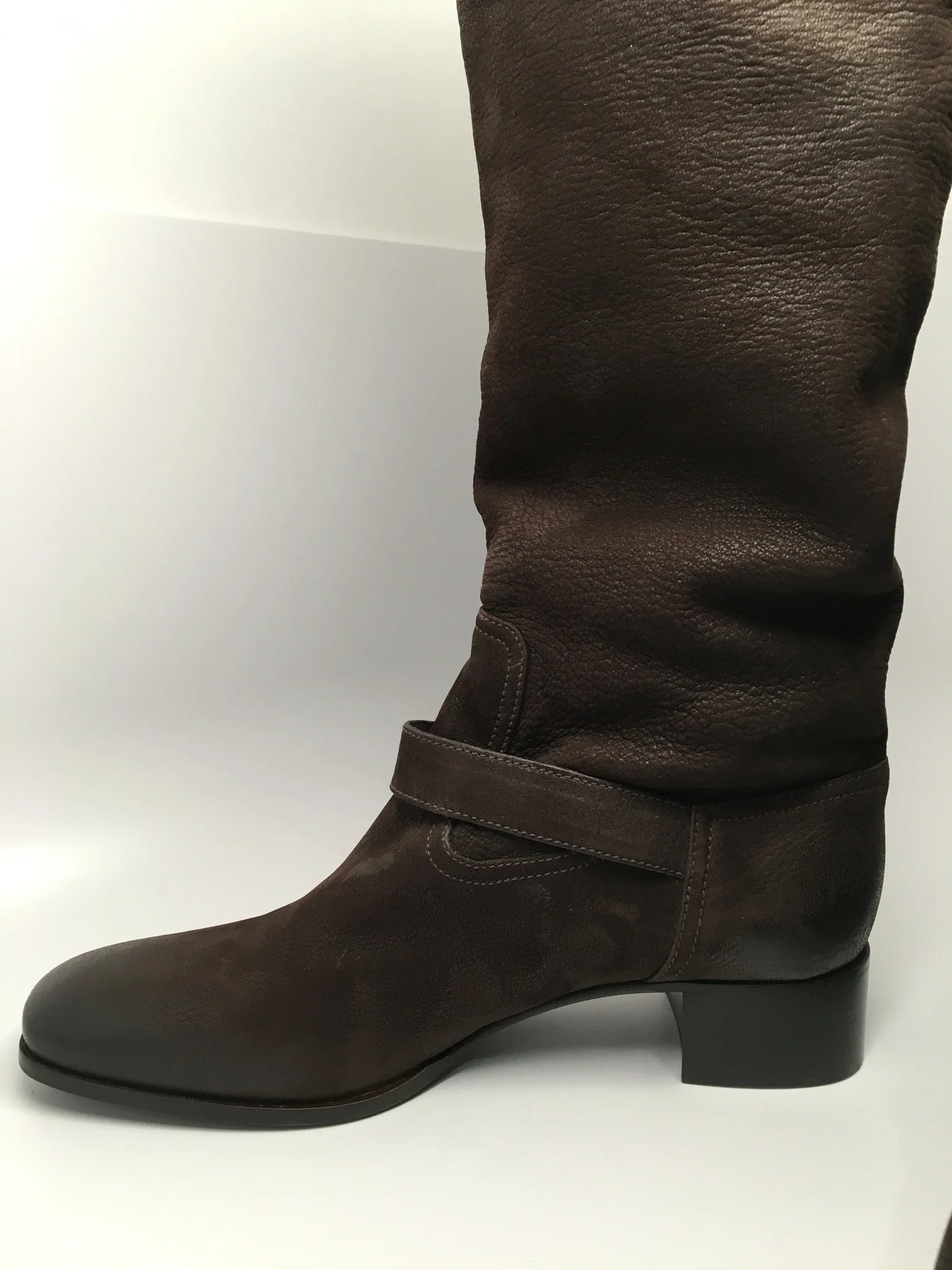 NEW PRADA CALZATURE DONNA CAPRA ANTIC 2 BROWN LEATHER BOOTS SIZE 39